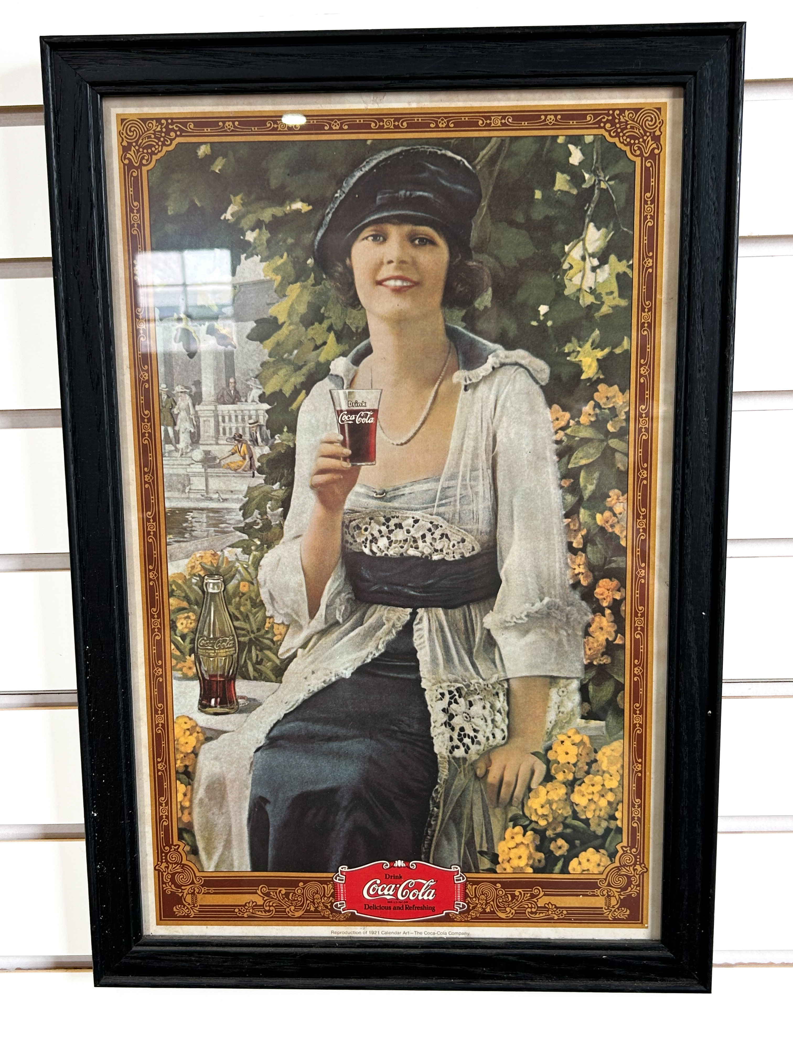 COCA-COLA FRAMED PAPER PRINT, LATE 20TH CENTURY