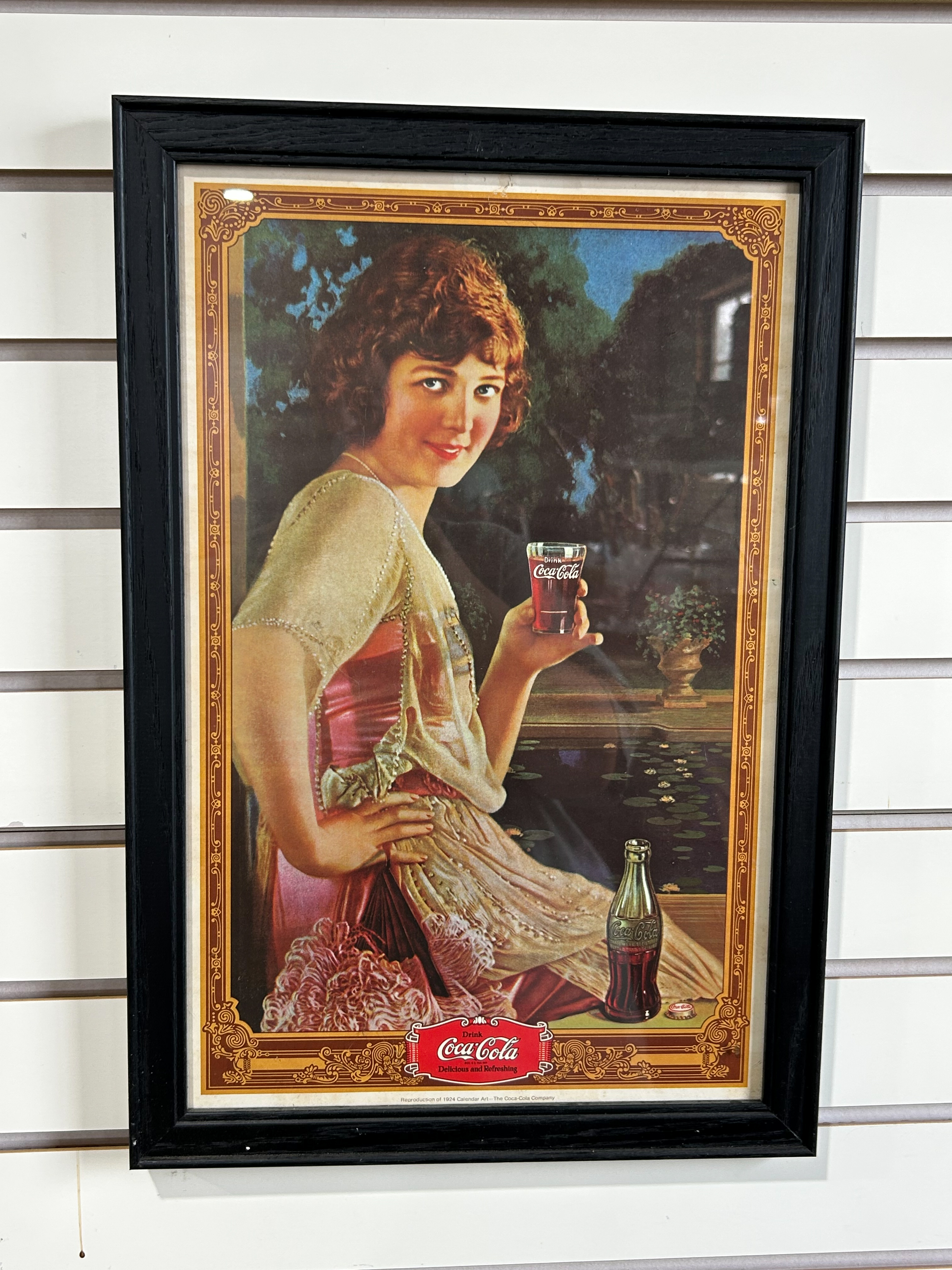 COCA-COLA FRAMED REPRODUCTION PRINT, 1924