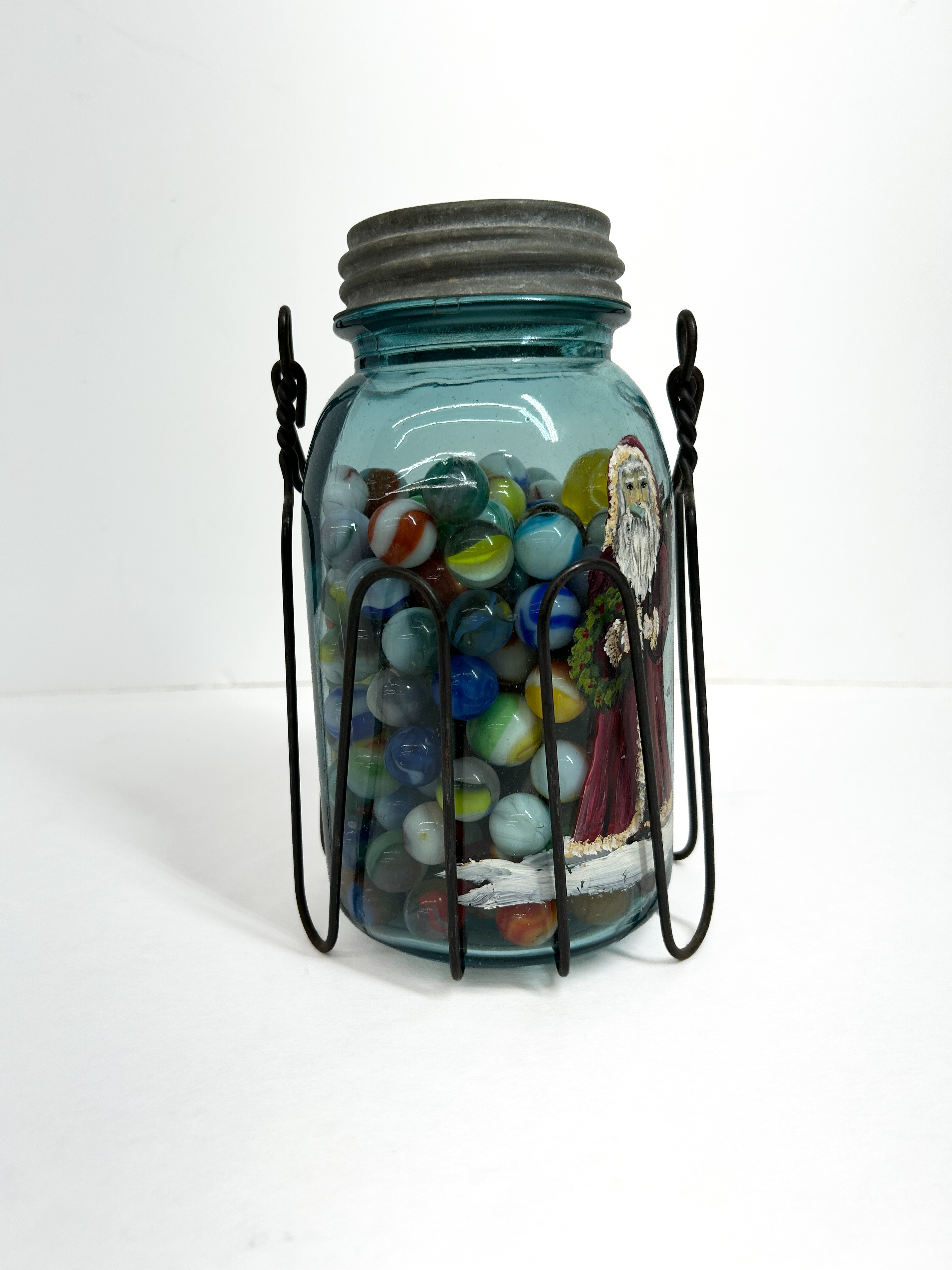 BALL GLASS JAR AND MARBLES, 1920