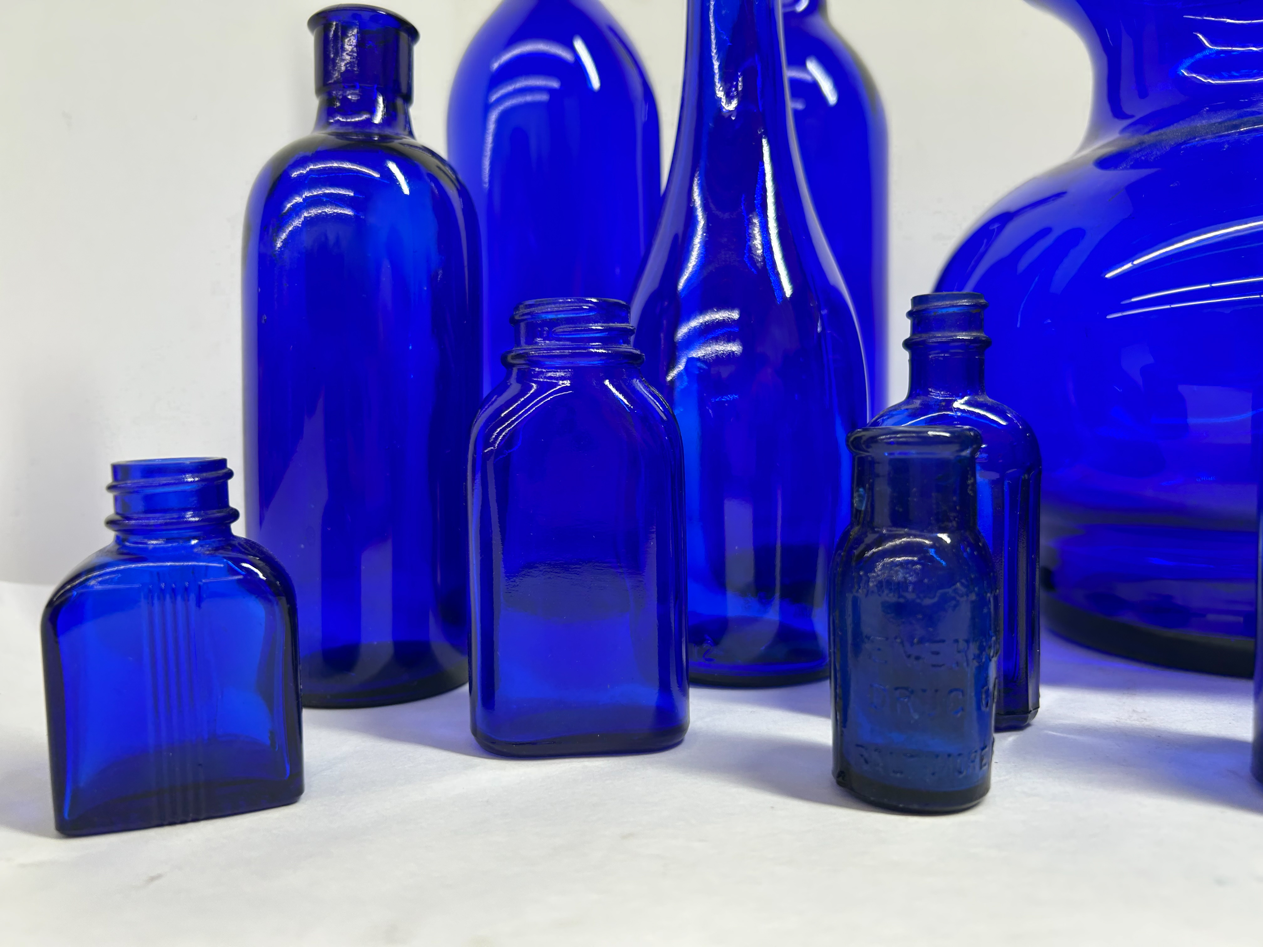 VARIOUS COBALT GLASS VESSELS 20TH CENTURY