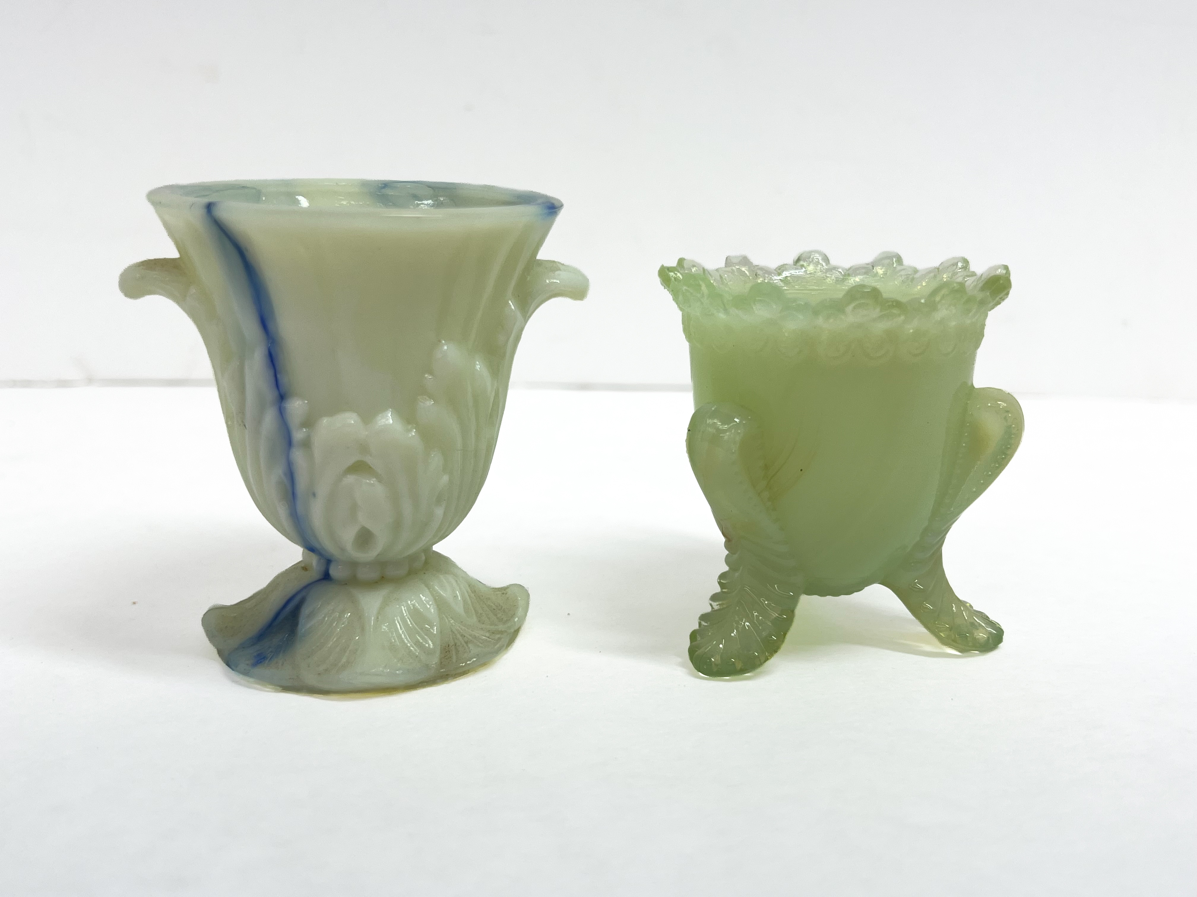 BOYD Forget Me Not Uranium Glass Miniature Vessels