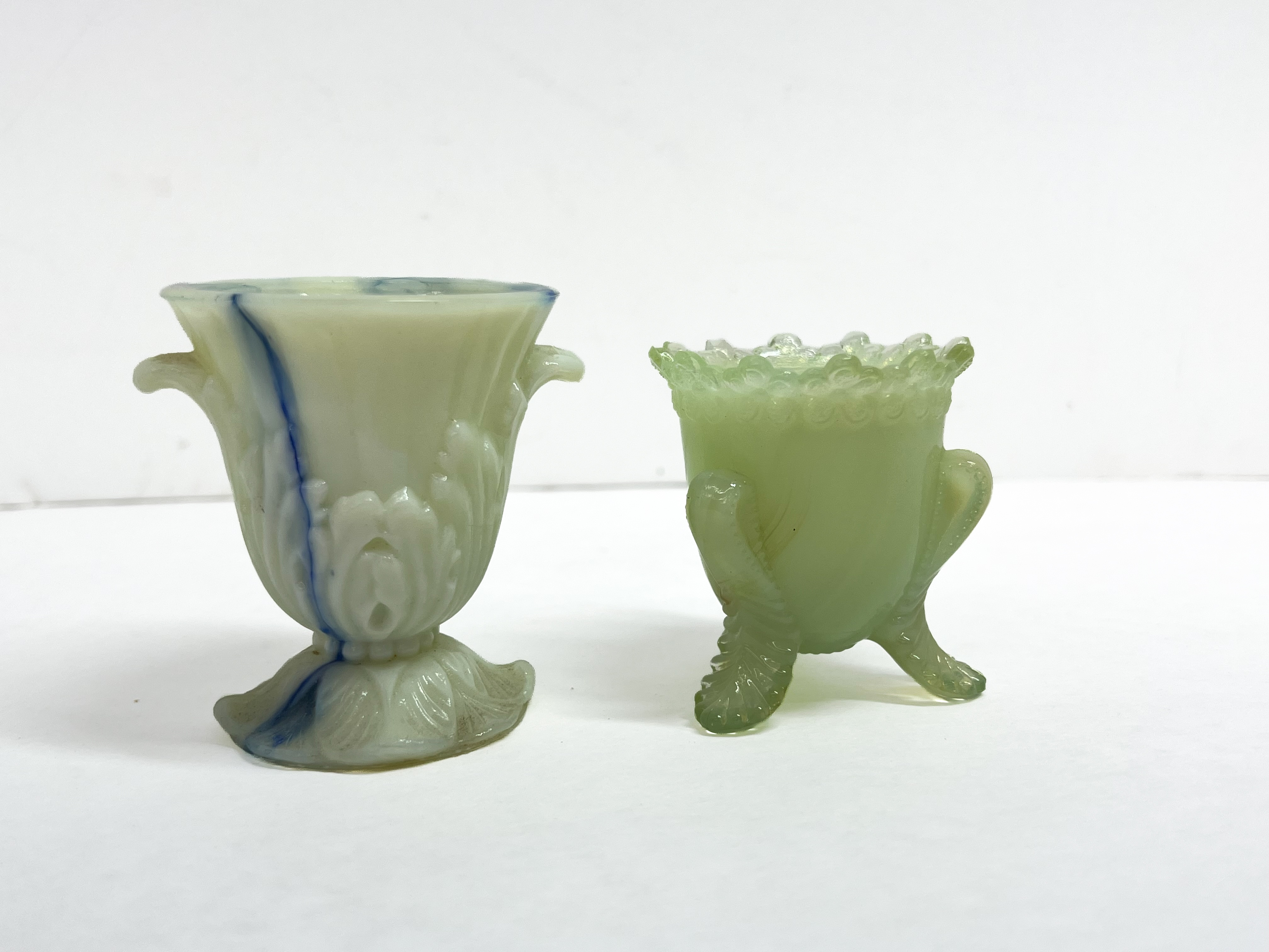 BOYD Forget Me Not Uranium Glass Miniature Vessels