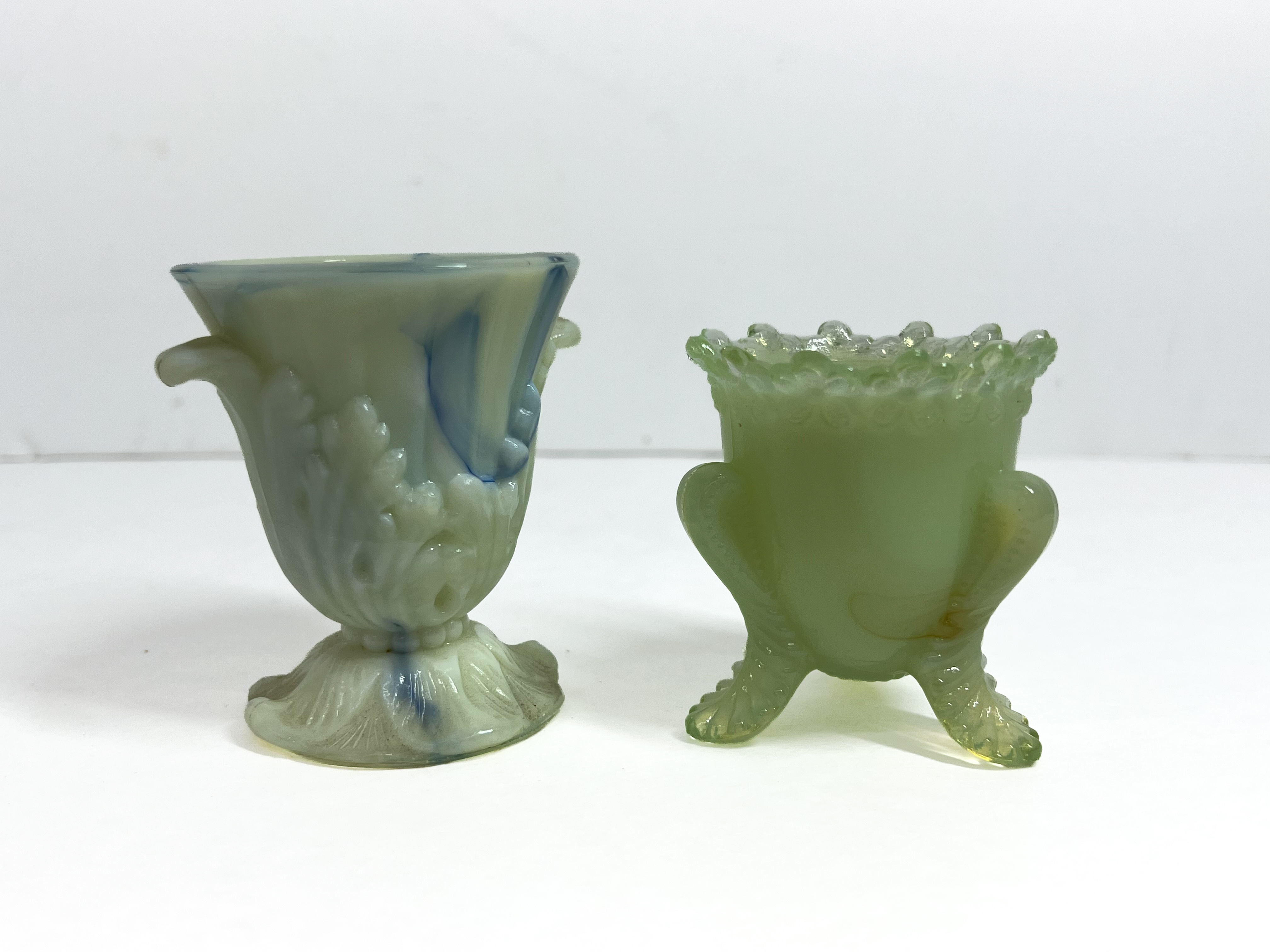 BOYD Forget Me Not Uranium Glass Miniature Vessels