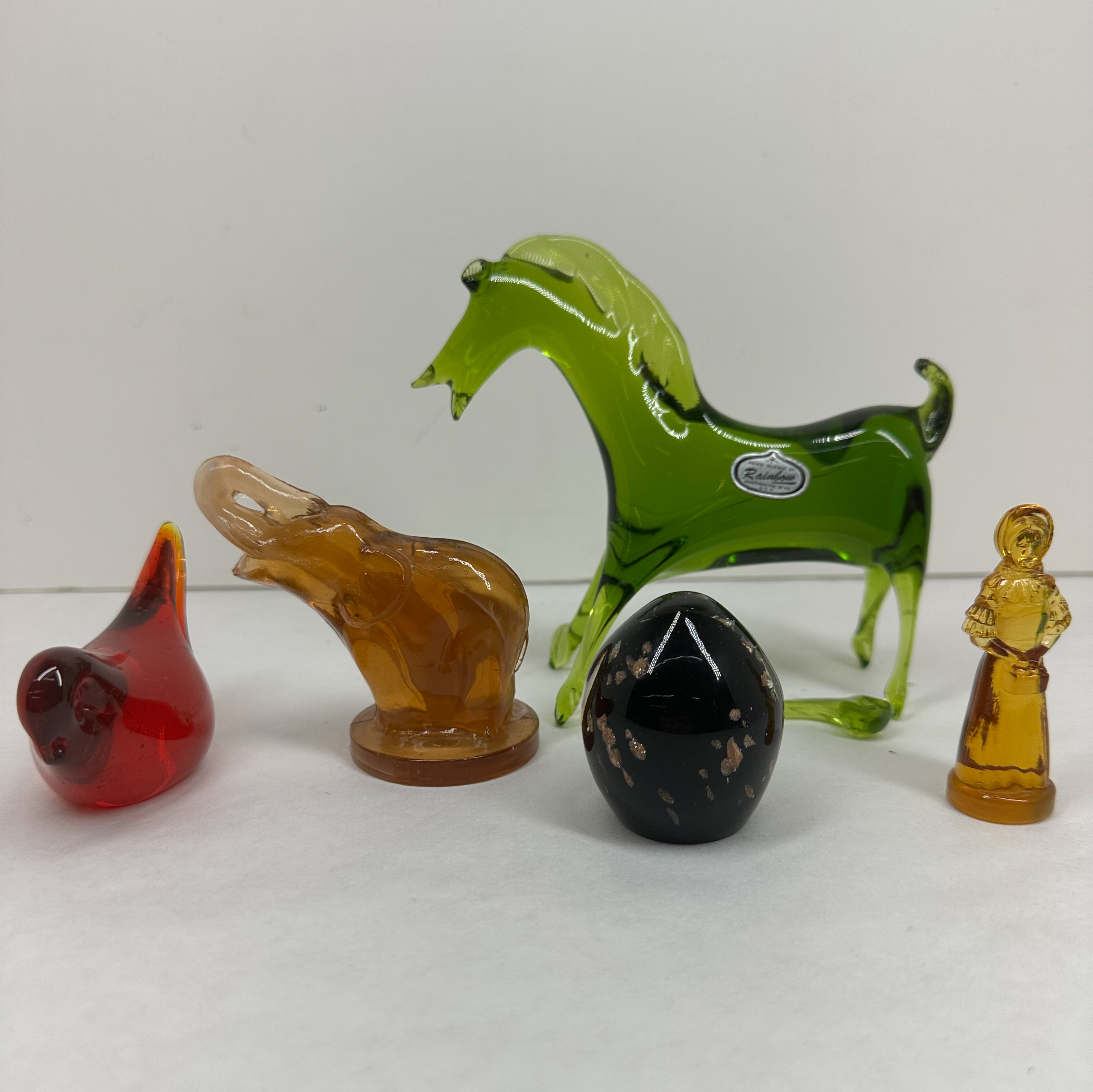 RAINBOW ART GLASS FIGURINE COLLECTION, MID-CENTURY