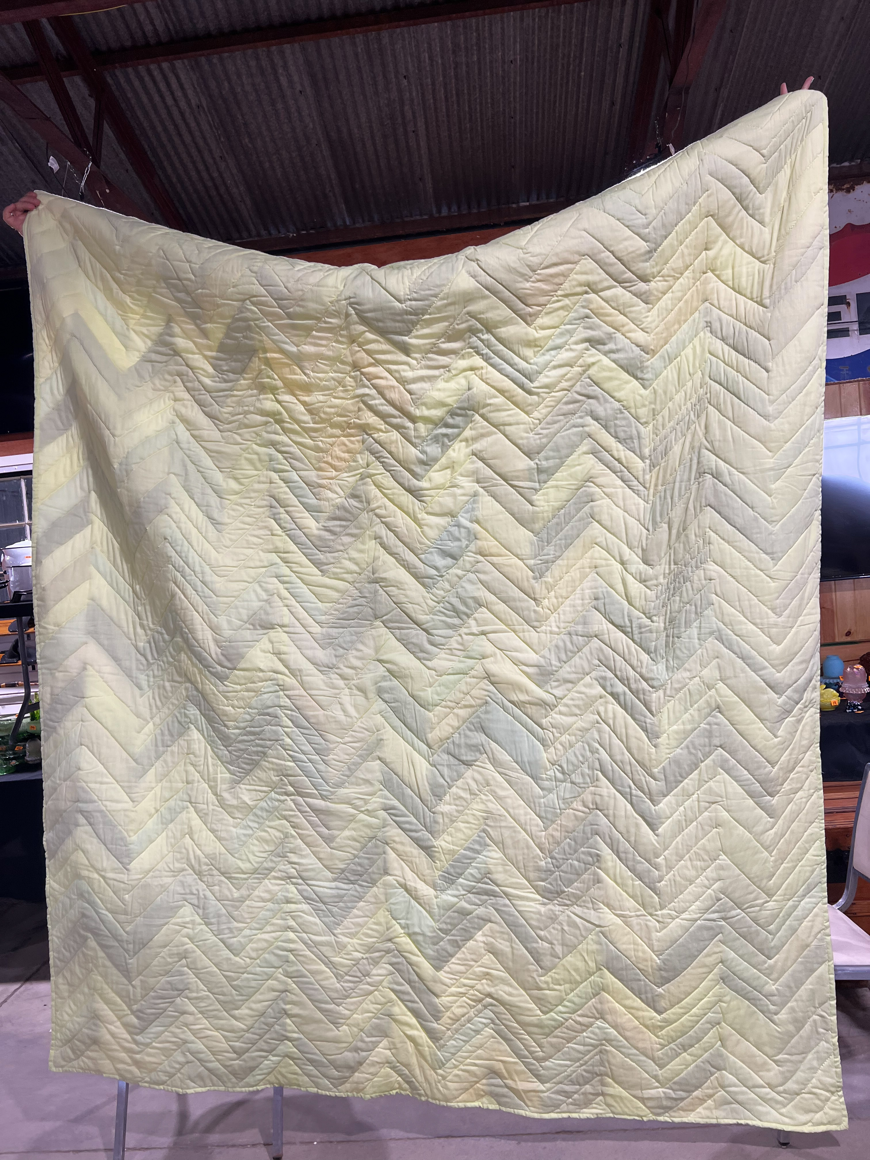 Handmade Multi-Color Pieced Chevron Scrap Quilt