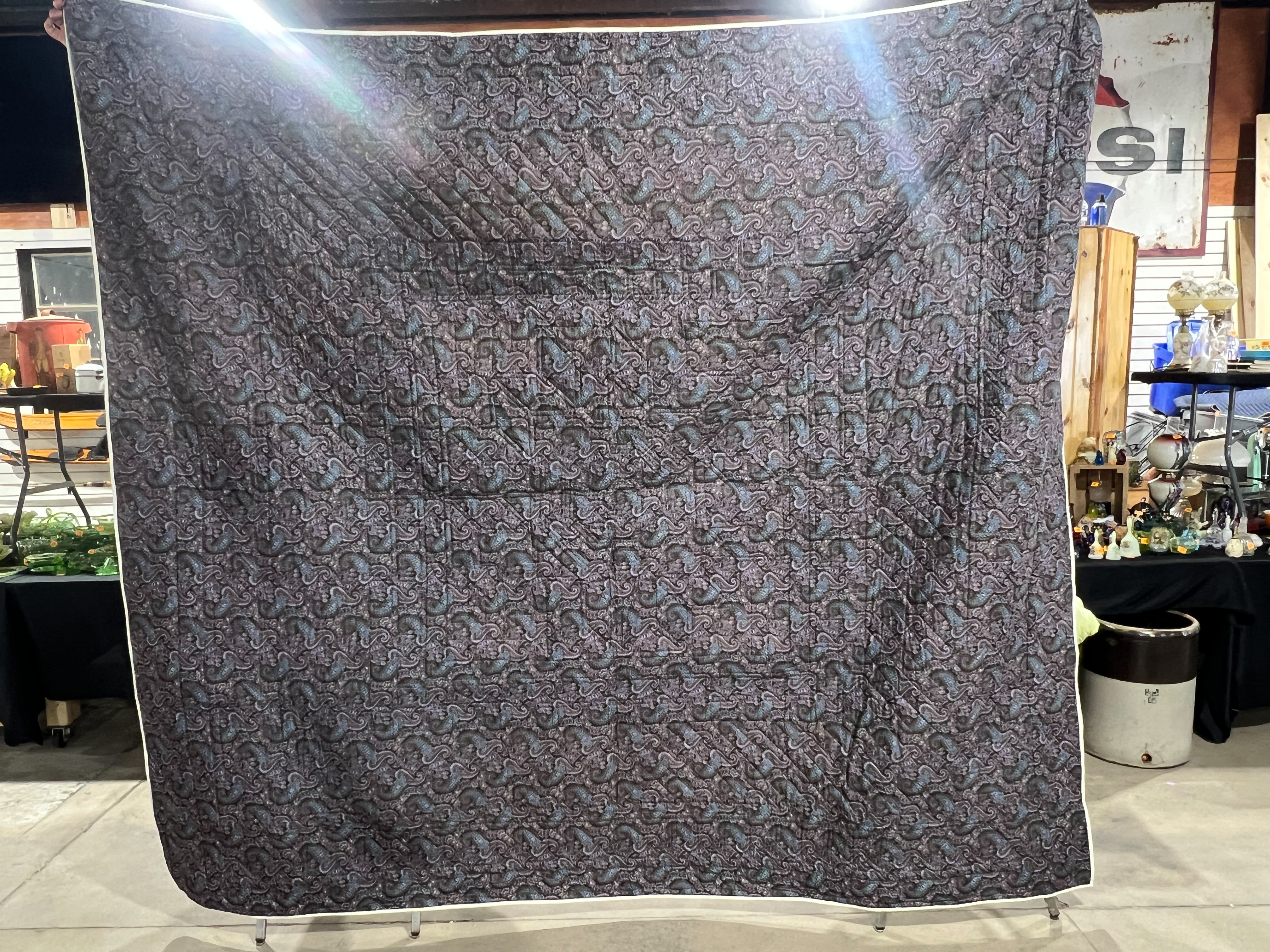 Large Machine Pieced and Machine Quilted Lone Star Pattern Patchwork Quilt