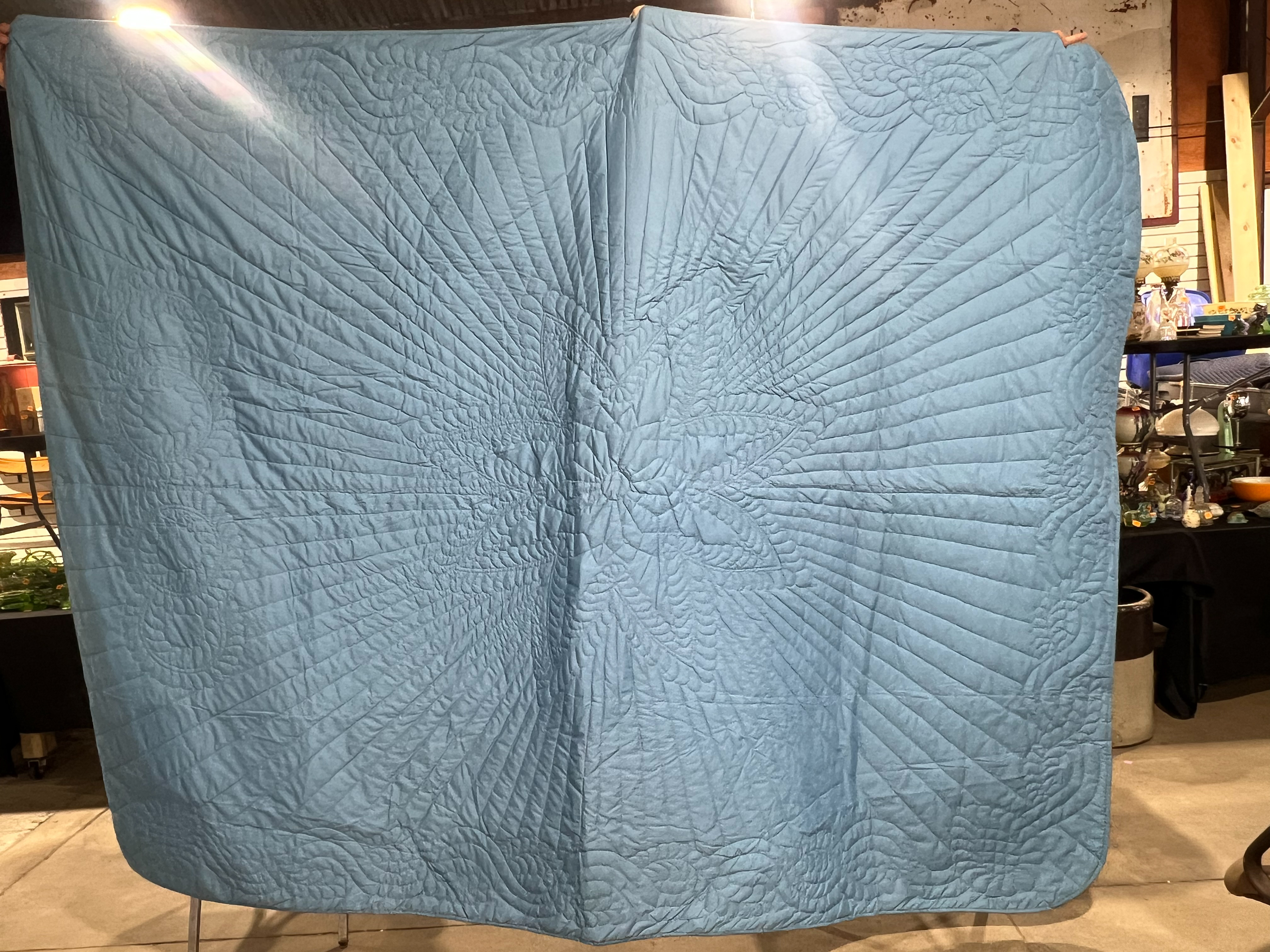 BLUE COTTON WHOLE CLOTH QUILT
