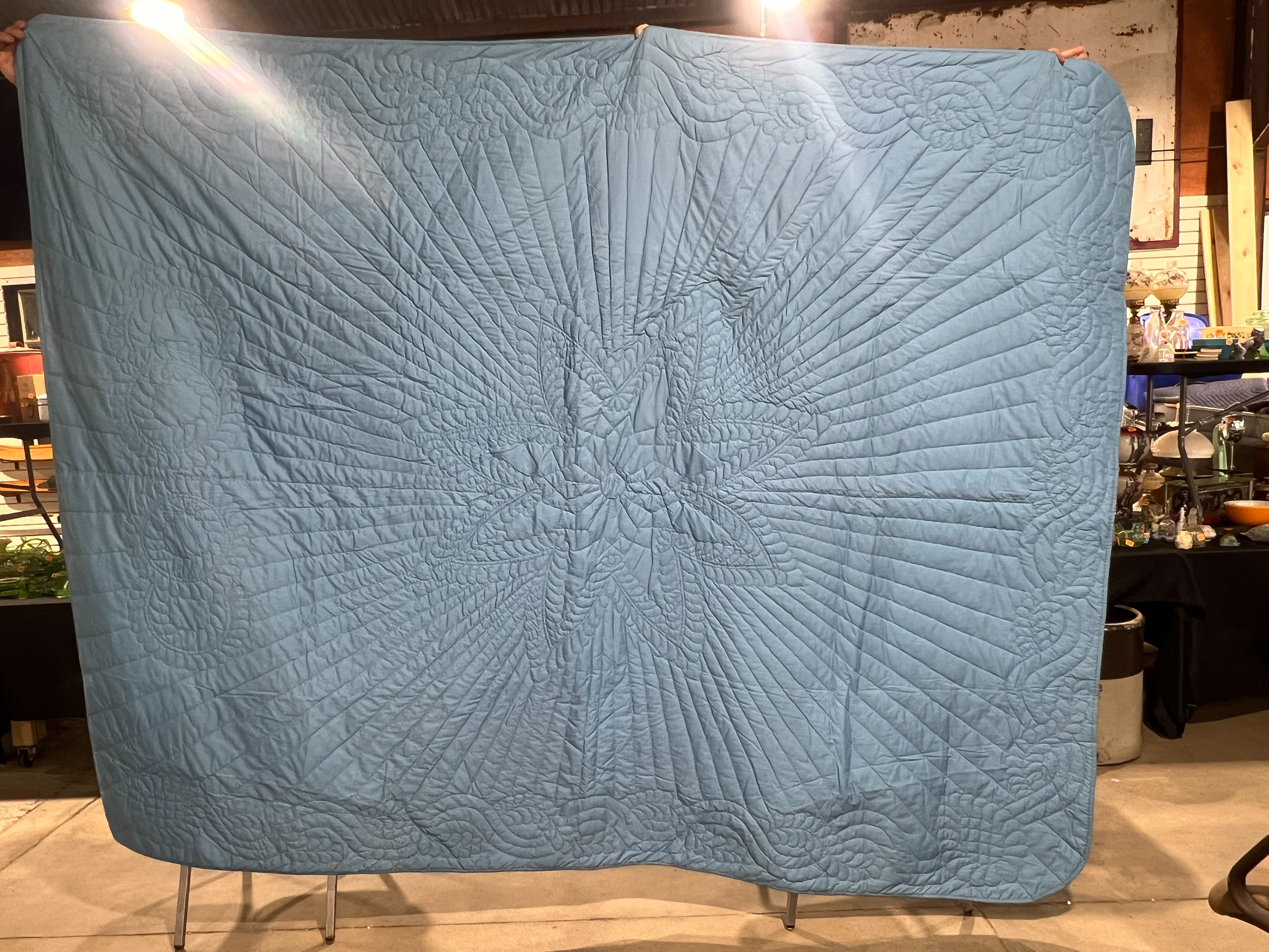 BLUE COTTON WHOLE CLOTH QUILT
