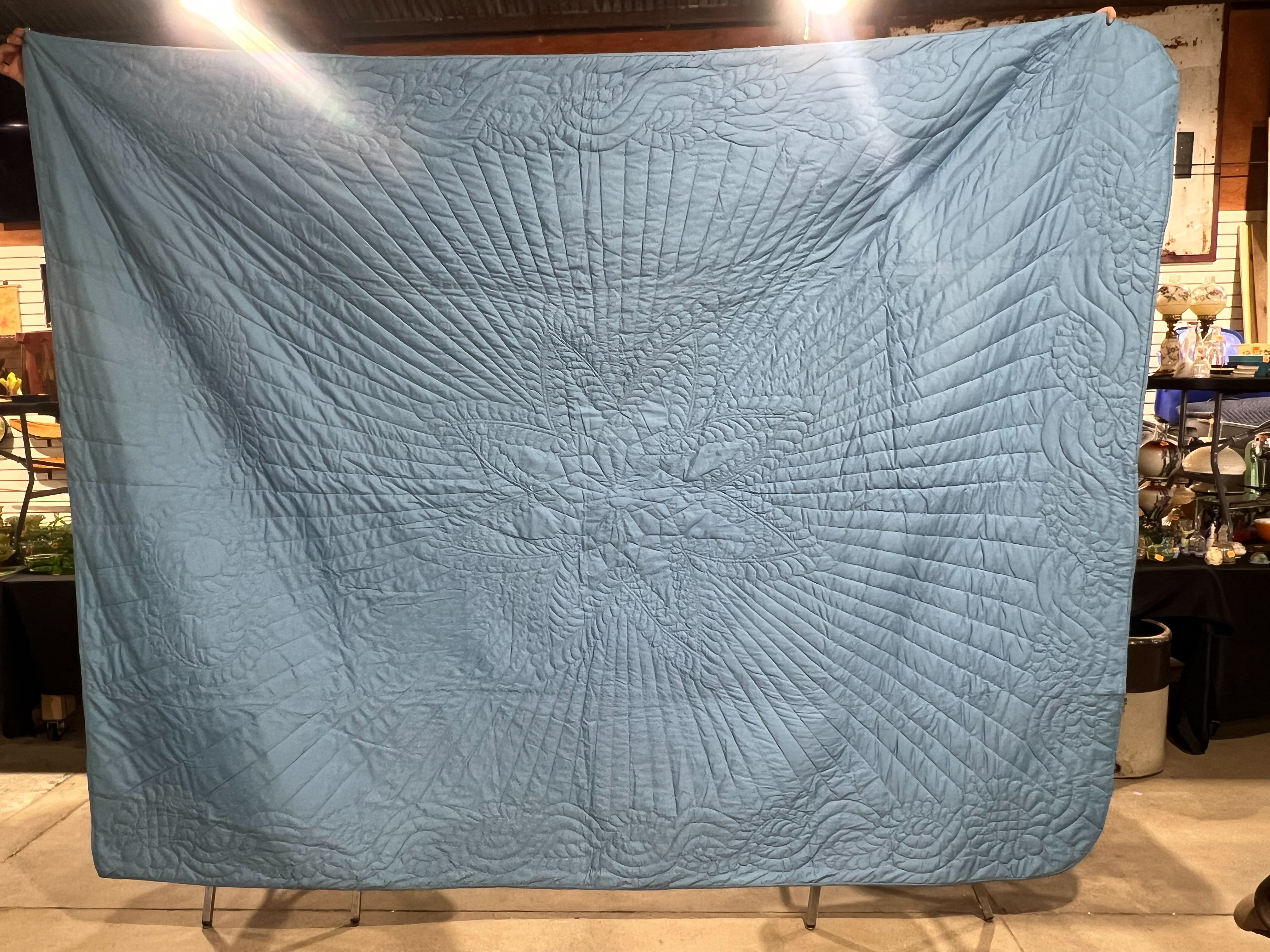 BLUE COTTON WHOLE CLOTH QUILT