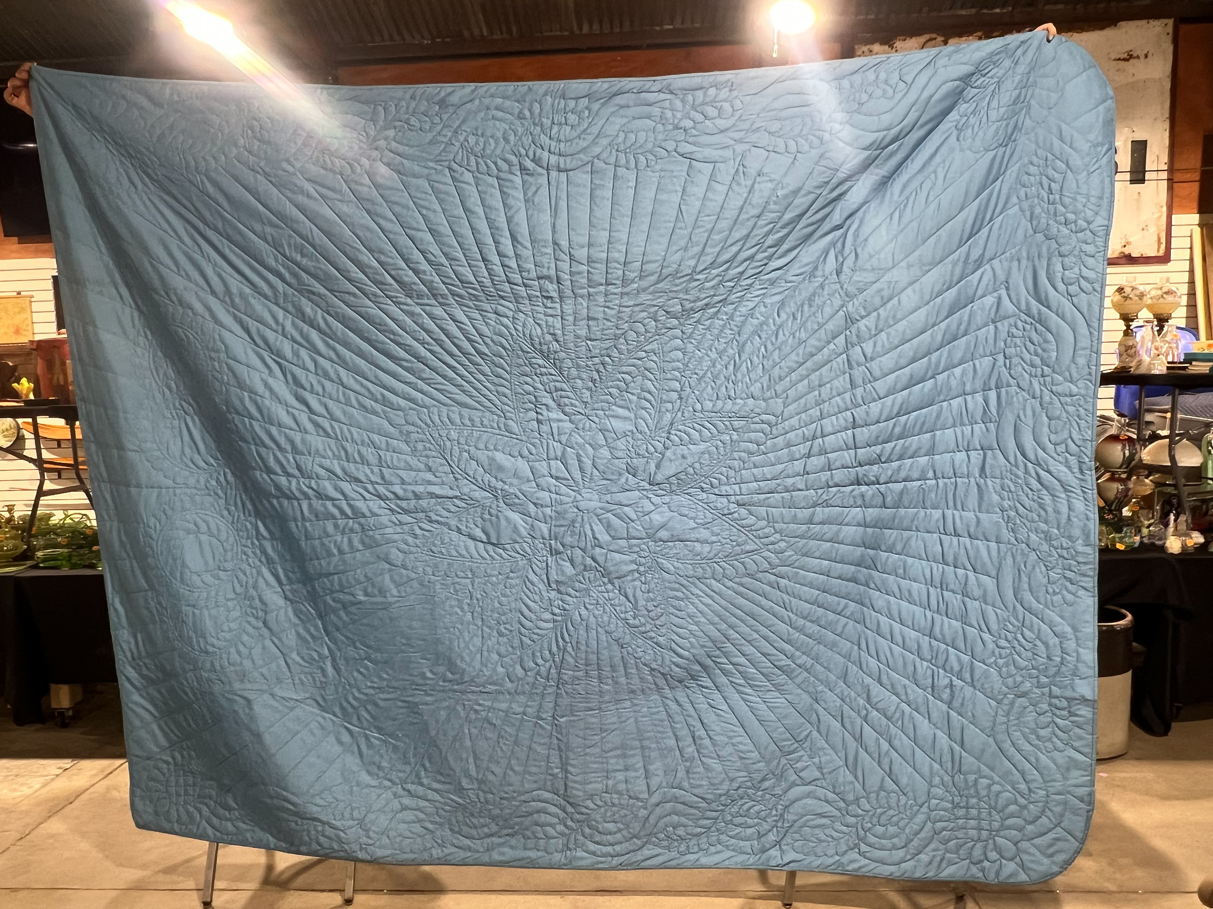 BLUE COTTON WHOLE CLOTH QUILT