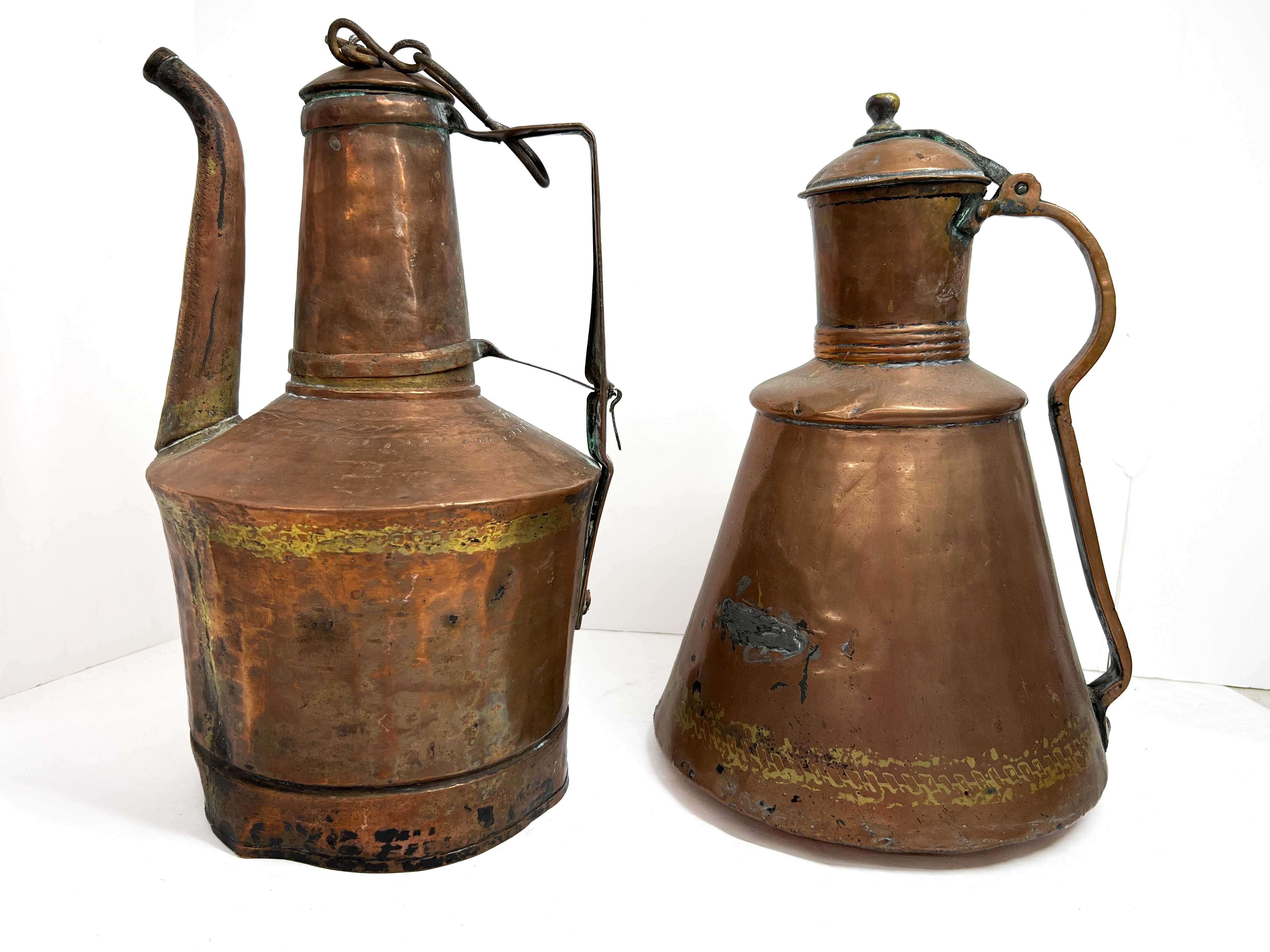 Two Antique Ottoman Turkish Hand Hammered Copper Vessels