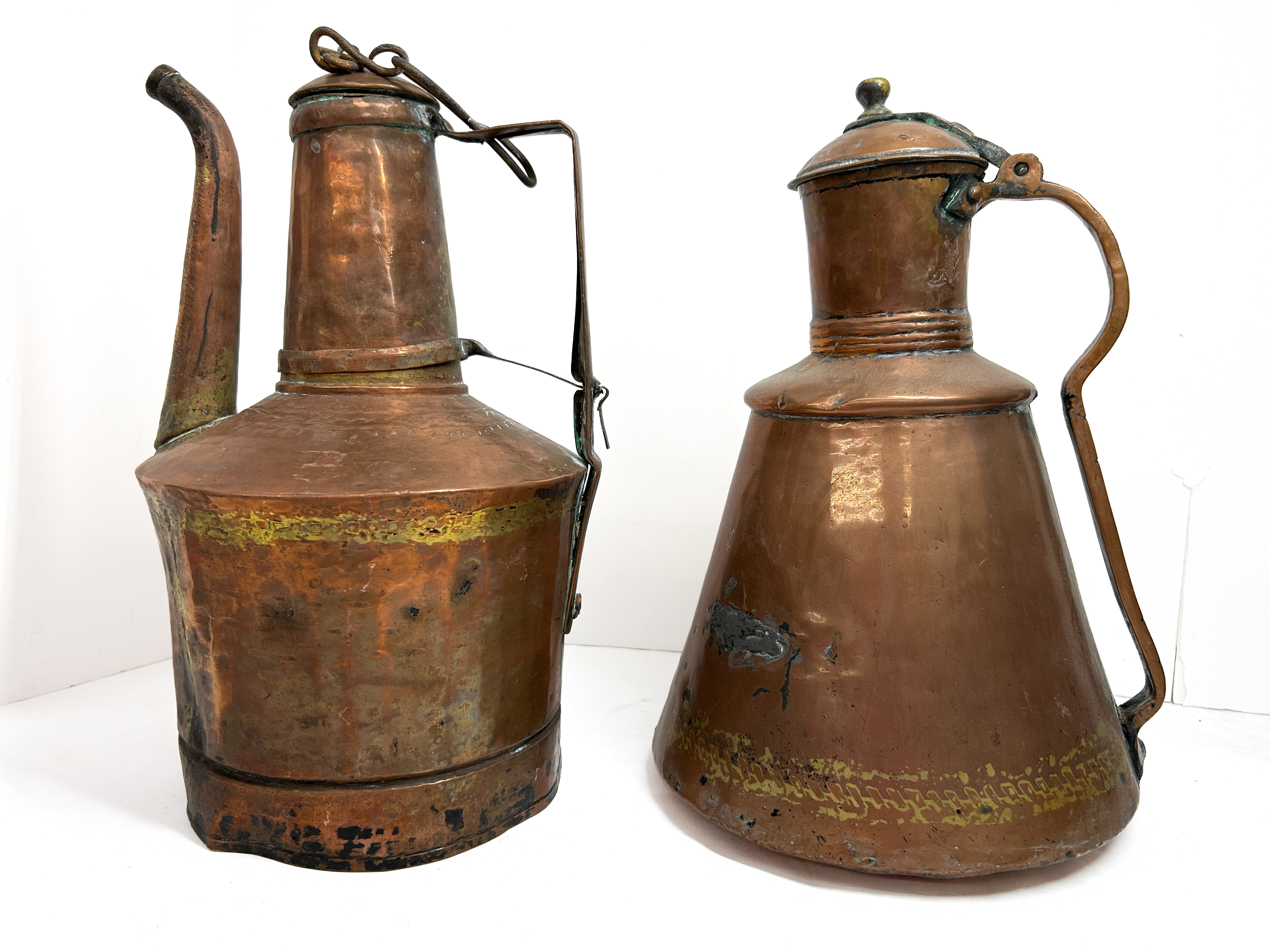 Two Antique Ottoman Turkish Hand Hammered Copper Vessels