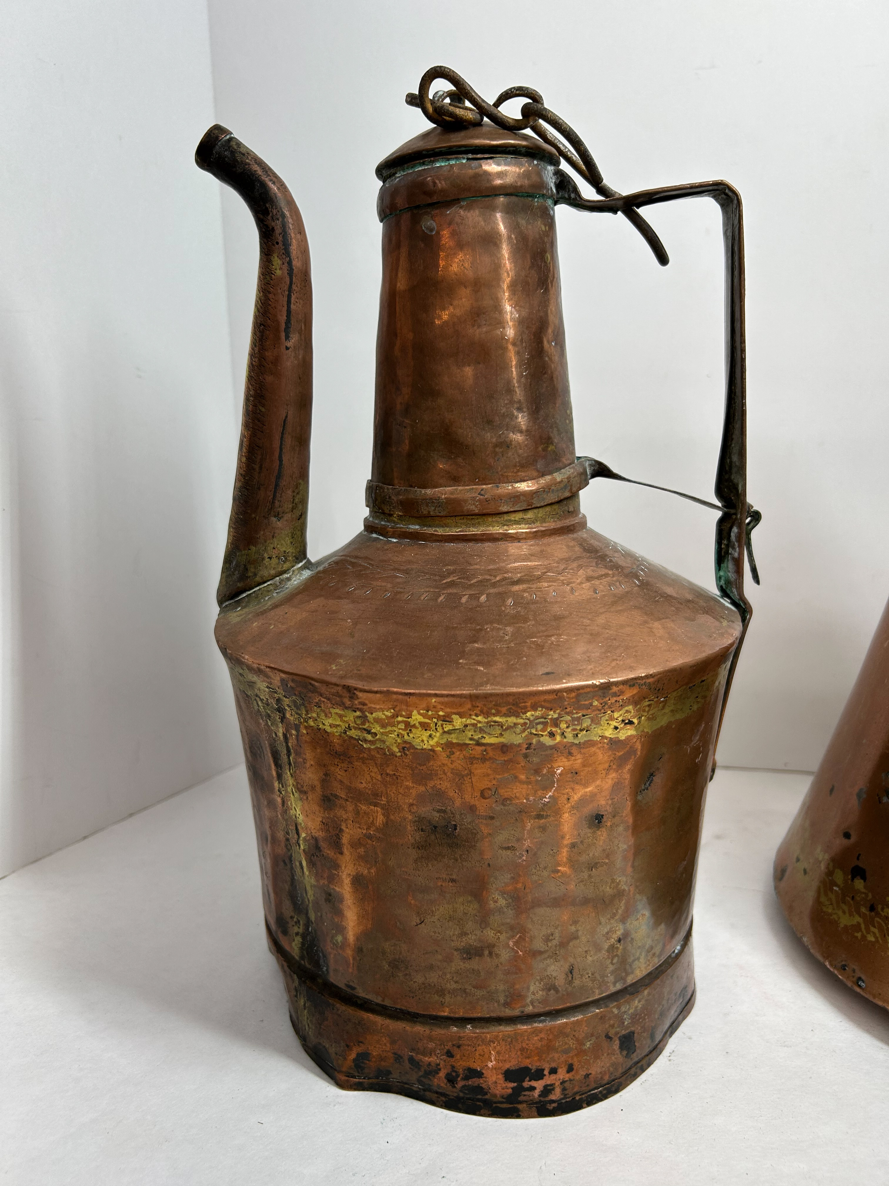 Two Antique Ottoman Turkish Hand Hammered Copper Vessels