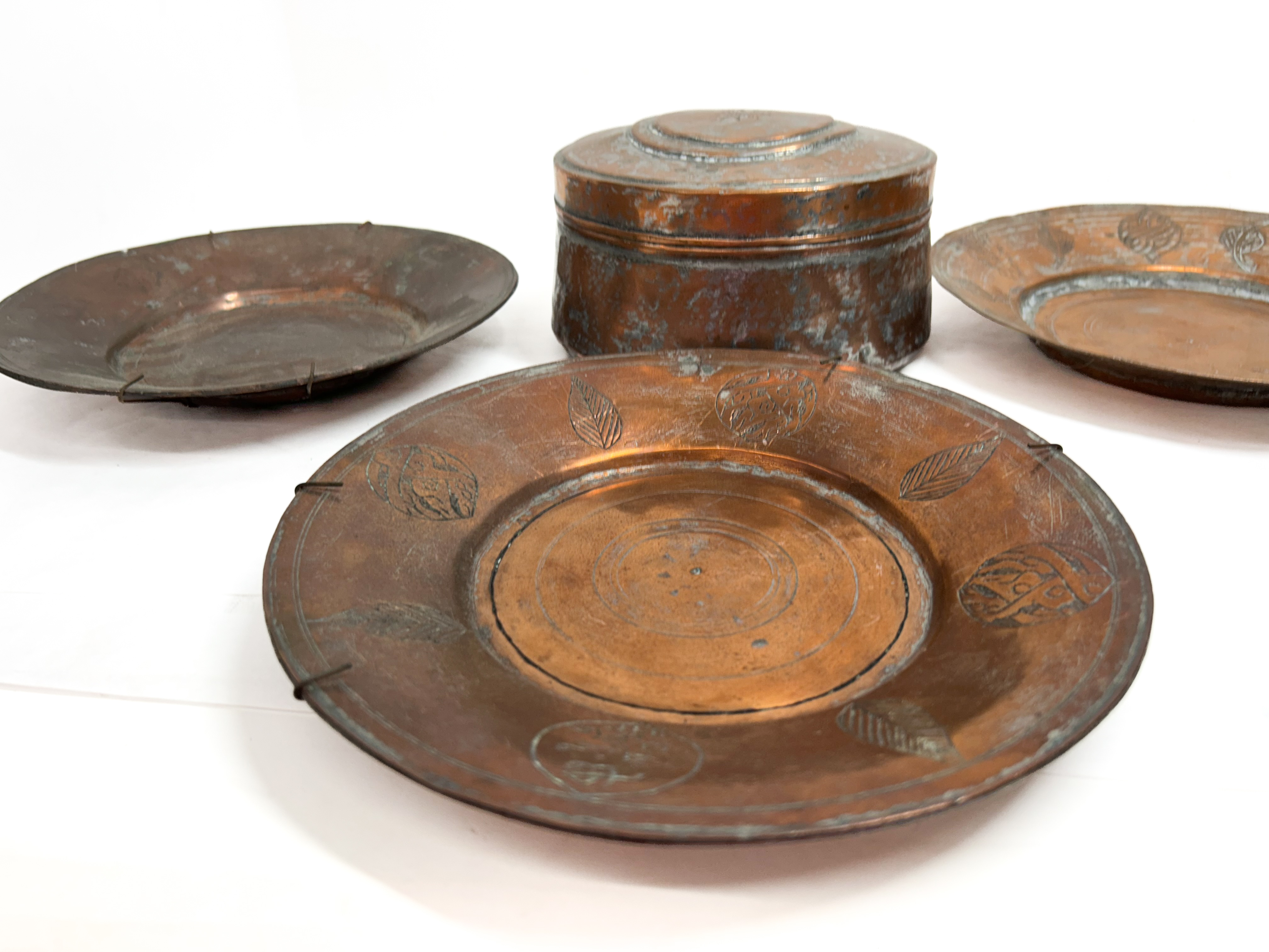 A Collection of Middle Eastern Tinned Copper and Brass Decorative Metalware