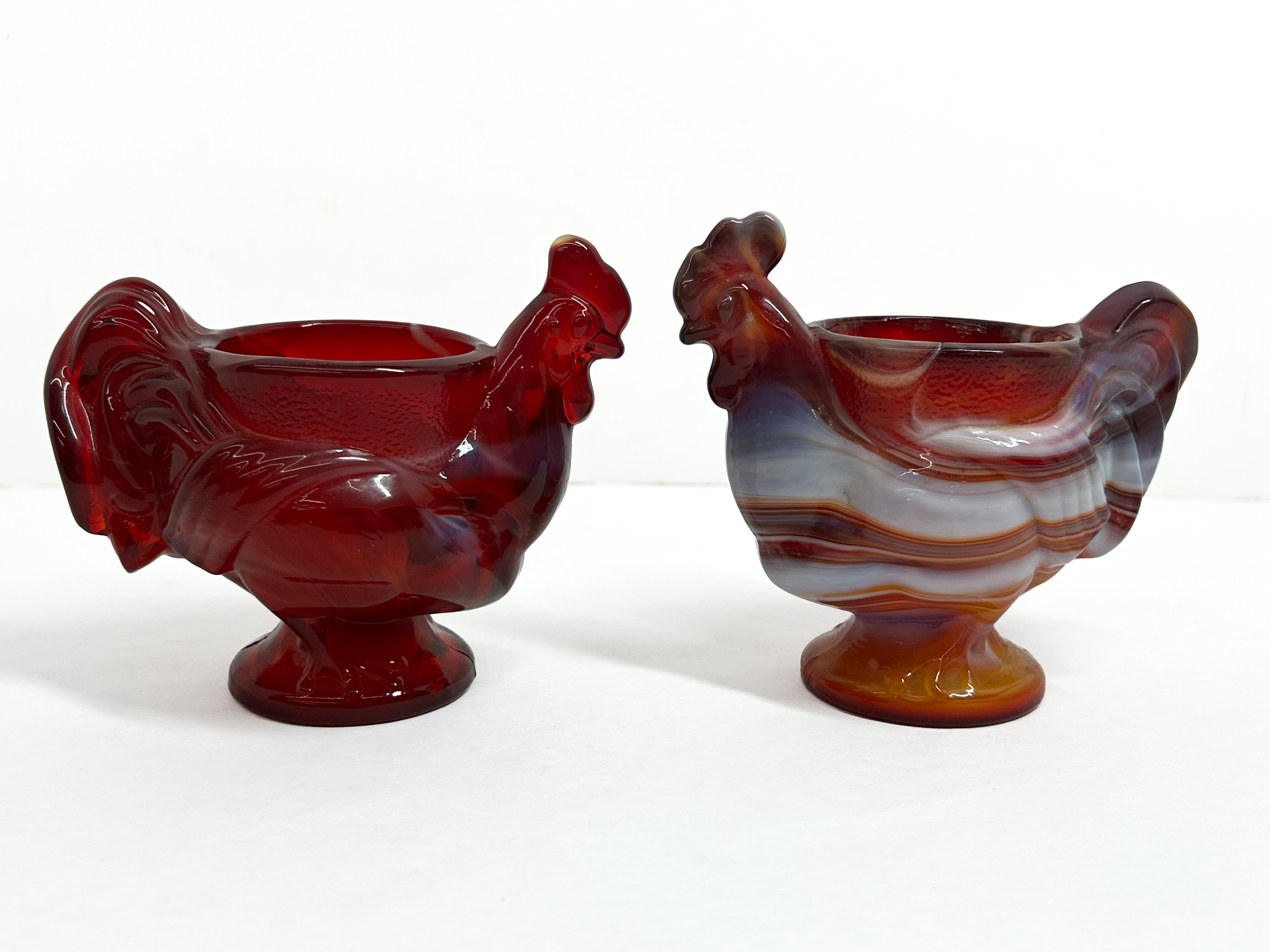IMPERIAL SLAG GLASS ROOSTER SALTS MID-CENTURY