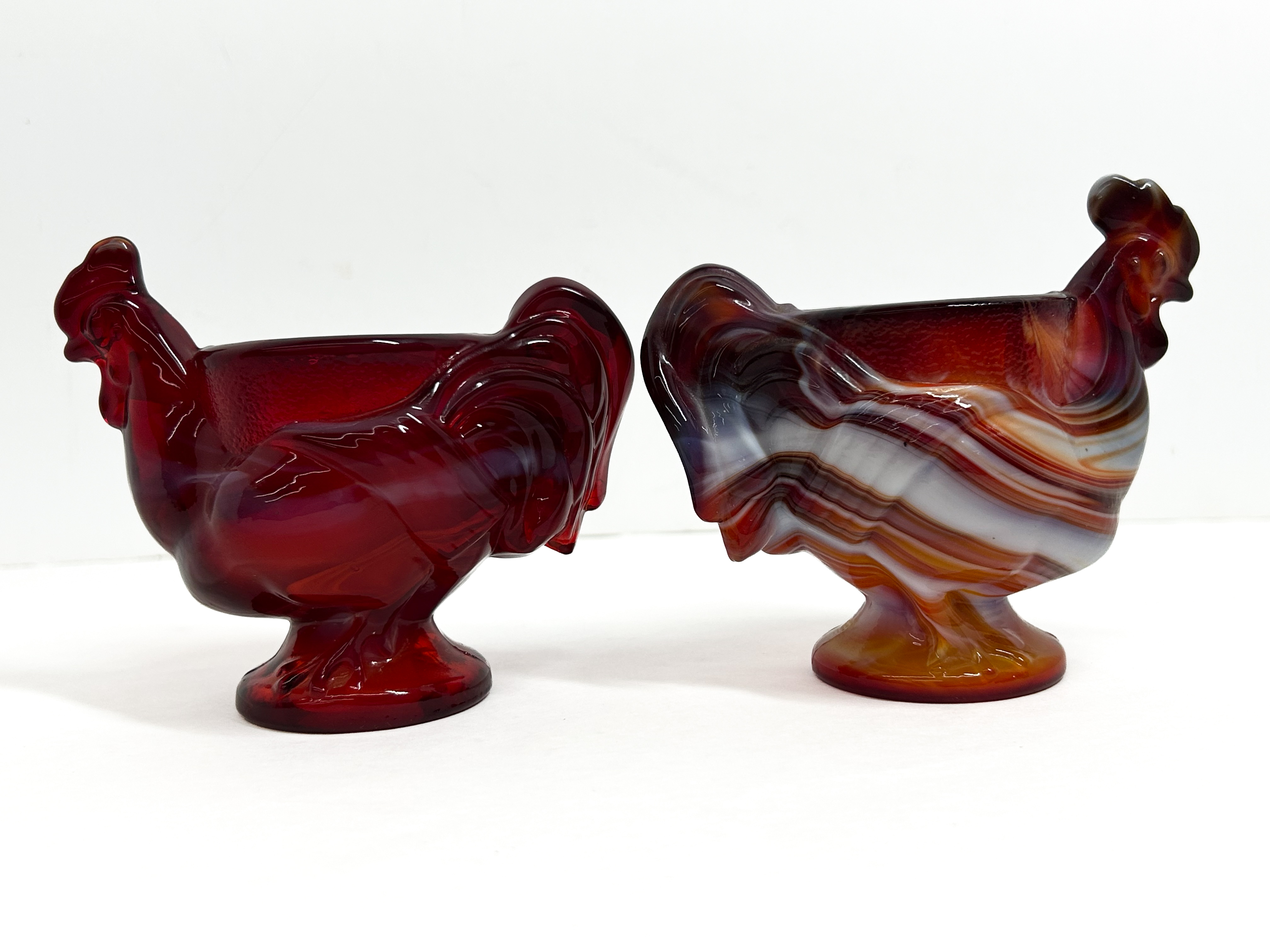 IMPERIAL SLAG GLASS ROOSTER SALTS MID-CENTURY