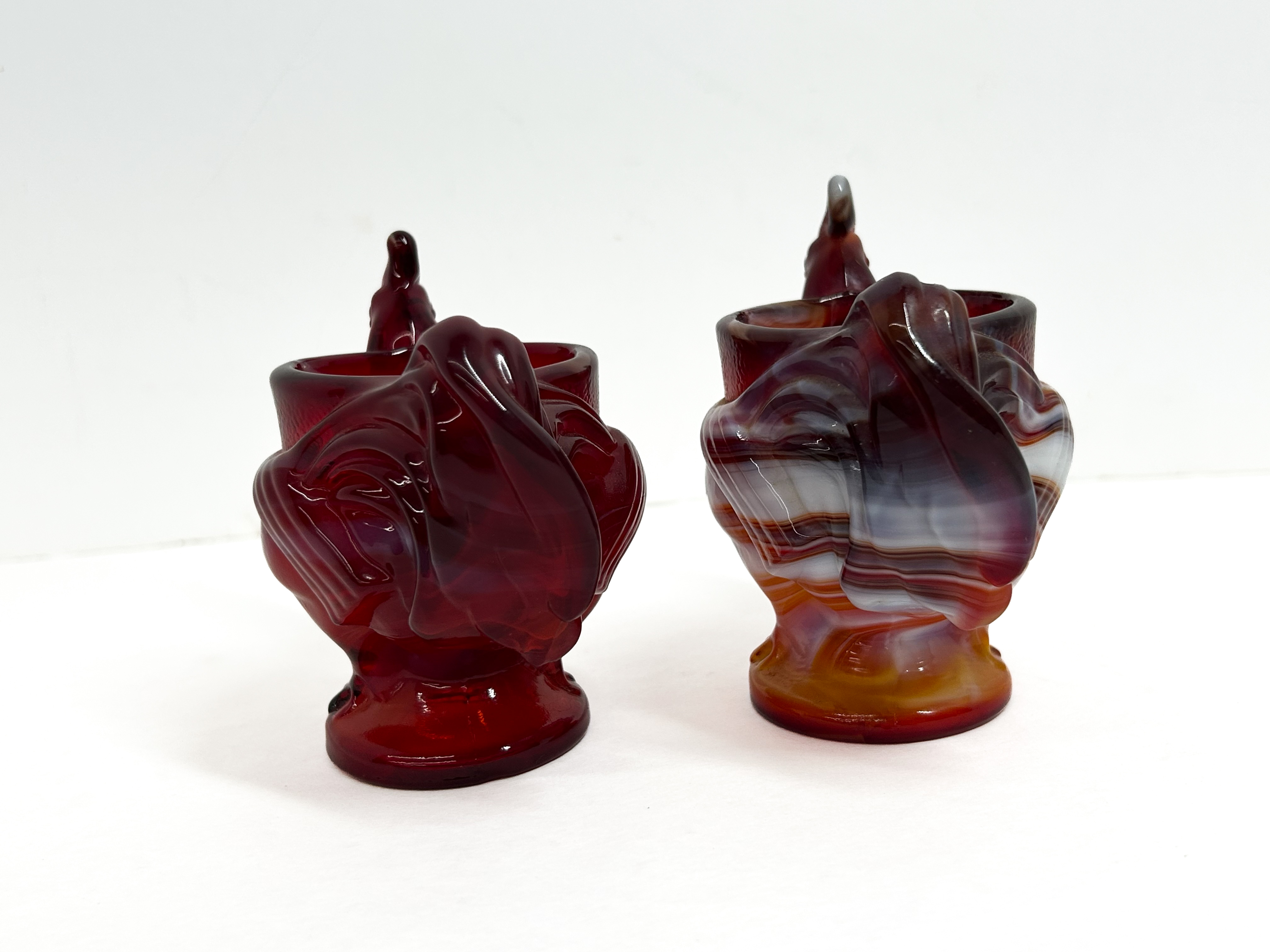 IMPERIAL SLAG GLASS ROOSTER SALTS MID-CENTURY