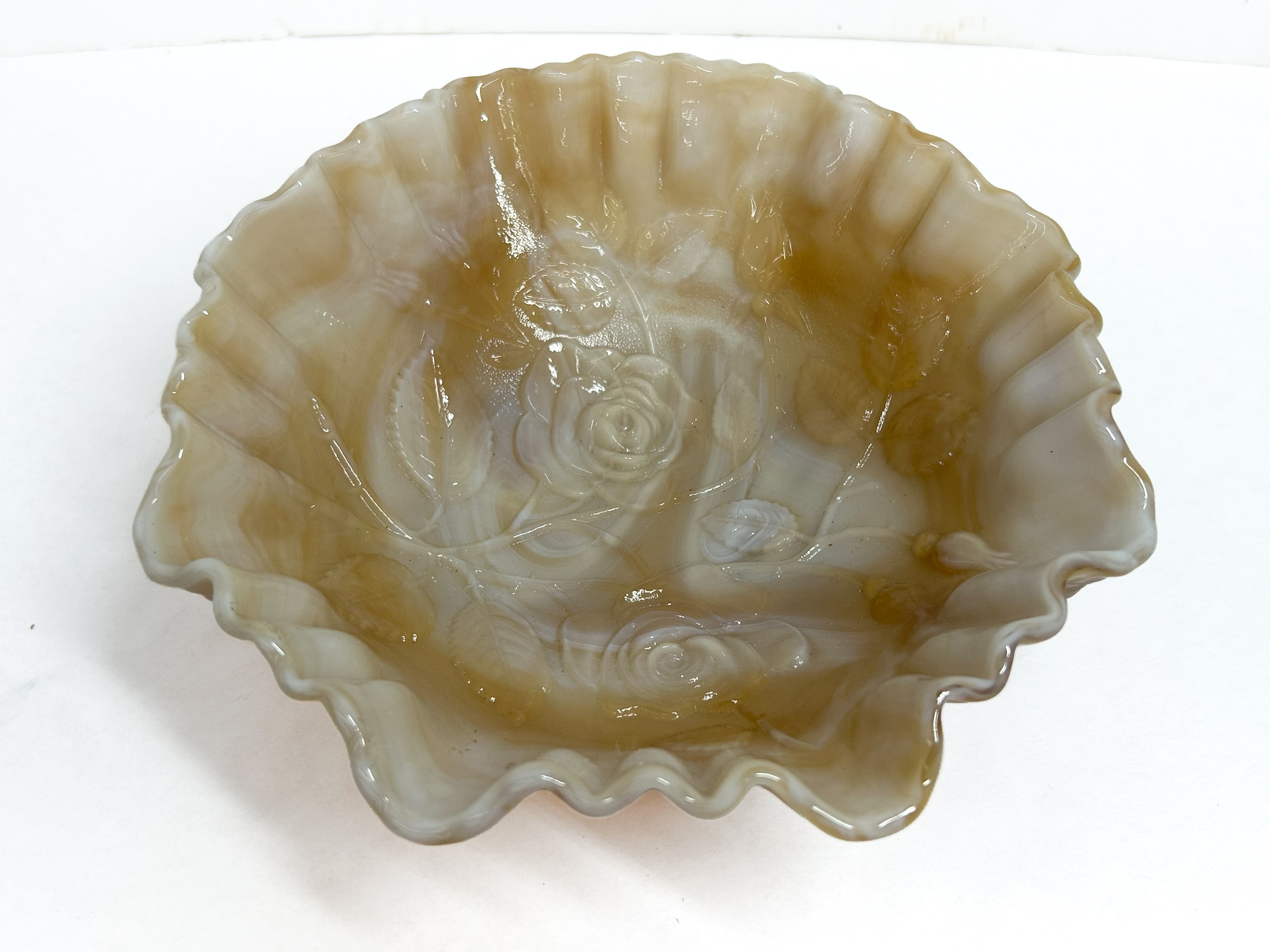 IMPERIAL CARAMEL SLAG GLASS BOWL, MID-20TH CENTURY