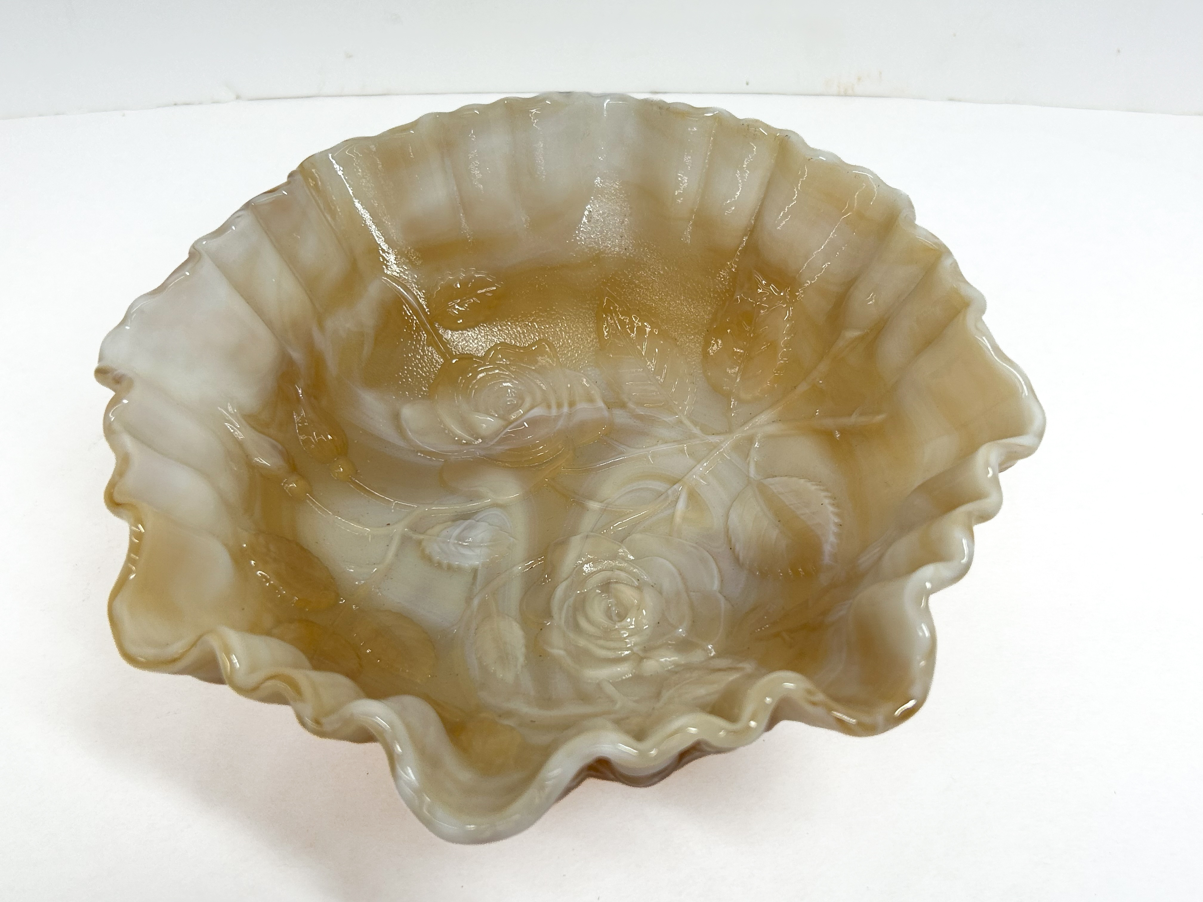 IMPERIAL CARAMEL SLAG GLASS BOWL, MID-20TH CENTURY
