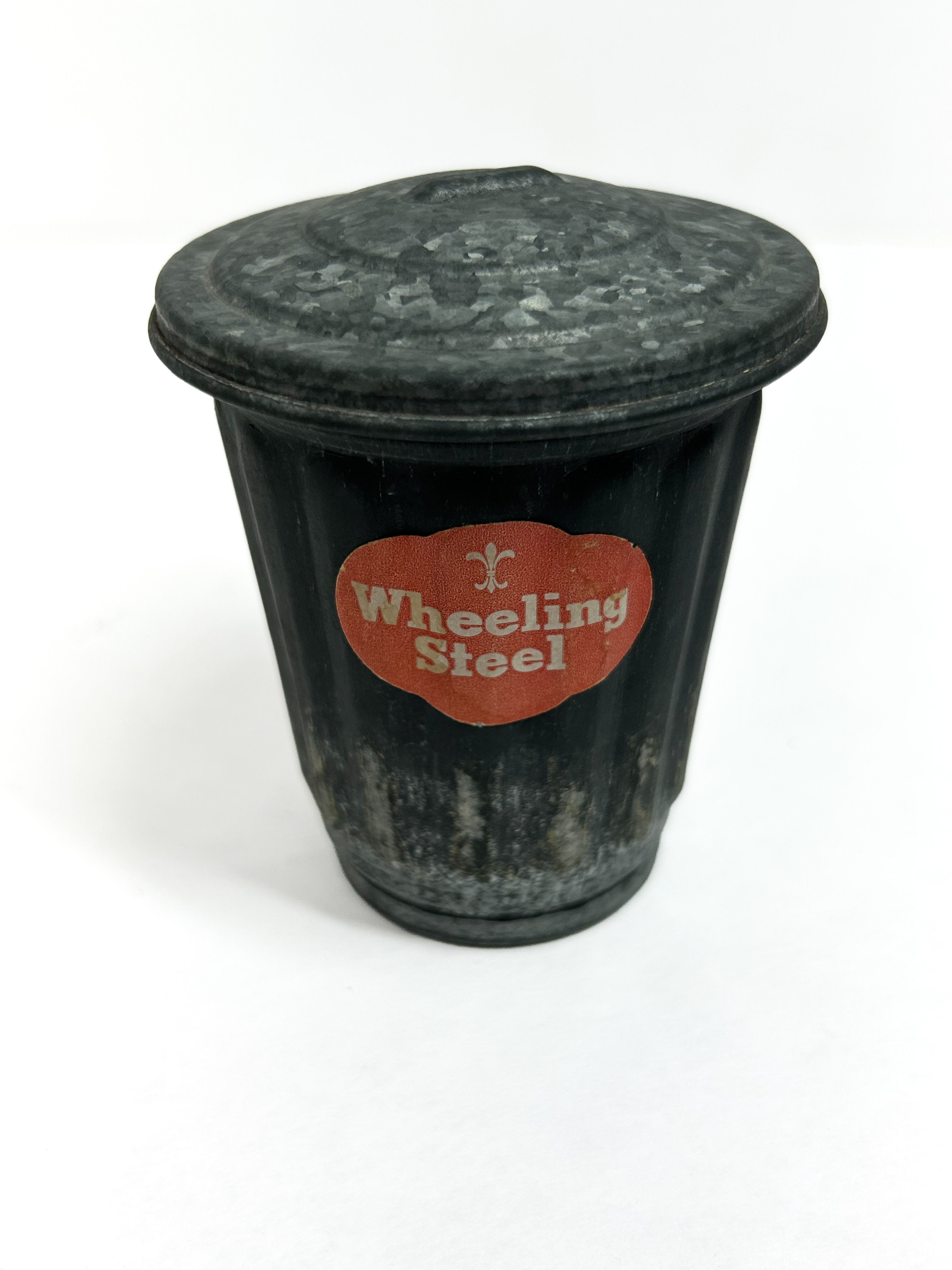 WHEELING STEEL MINIATURE GALVANIZED TRASH CAN