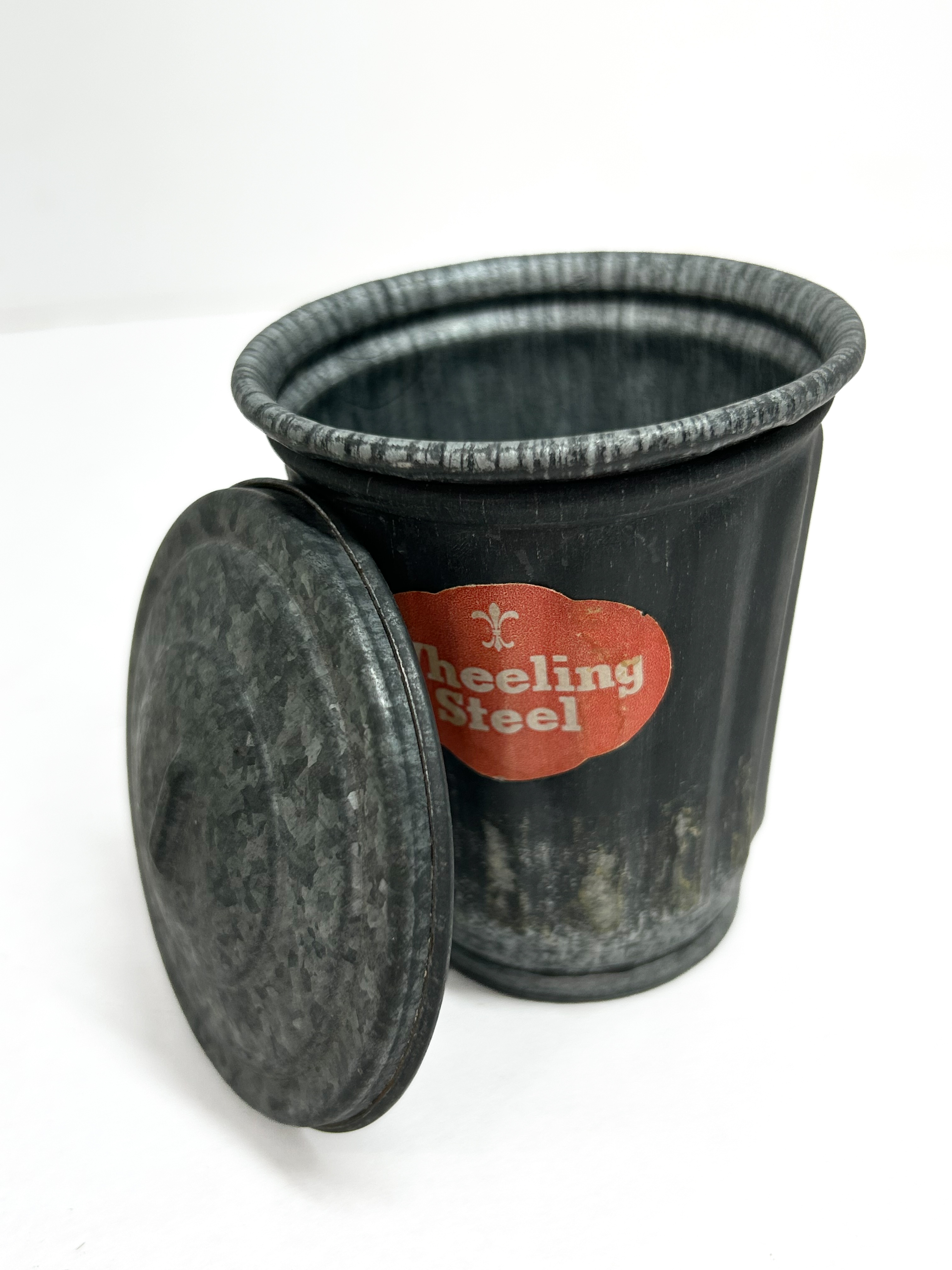 WHEELING STEEL MINIATURE GALVANIZED TRASH CAN
