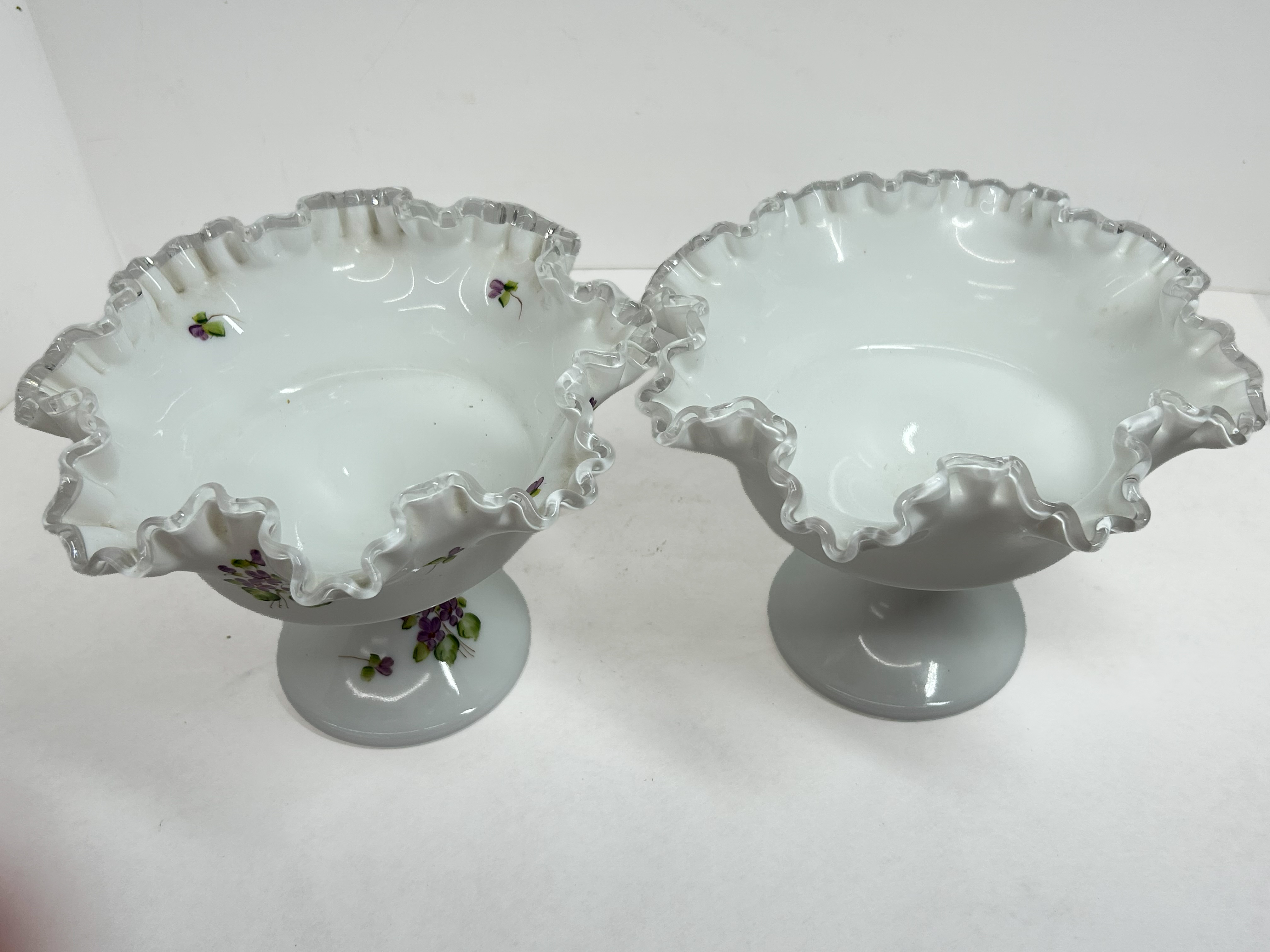 FENTON SILVER CREST MILK GLASS COMPOTES