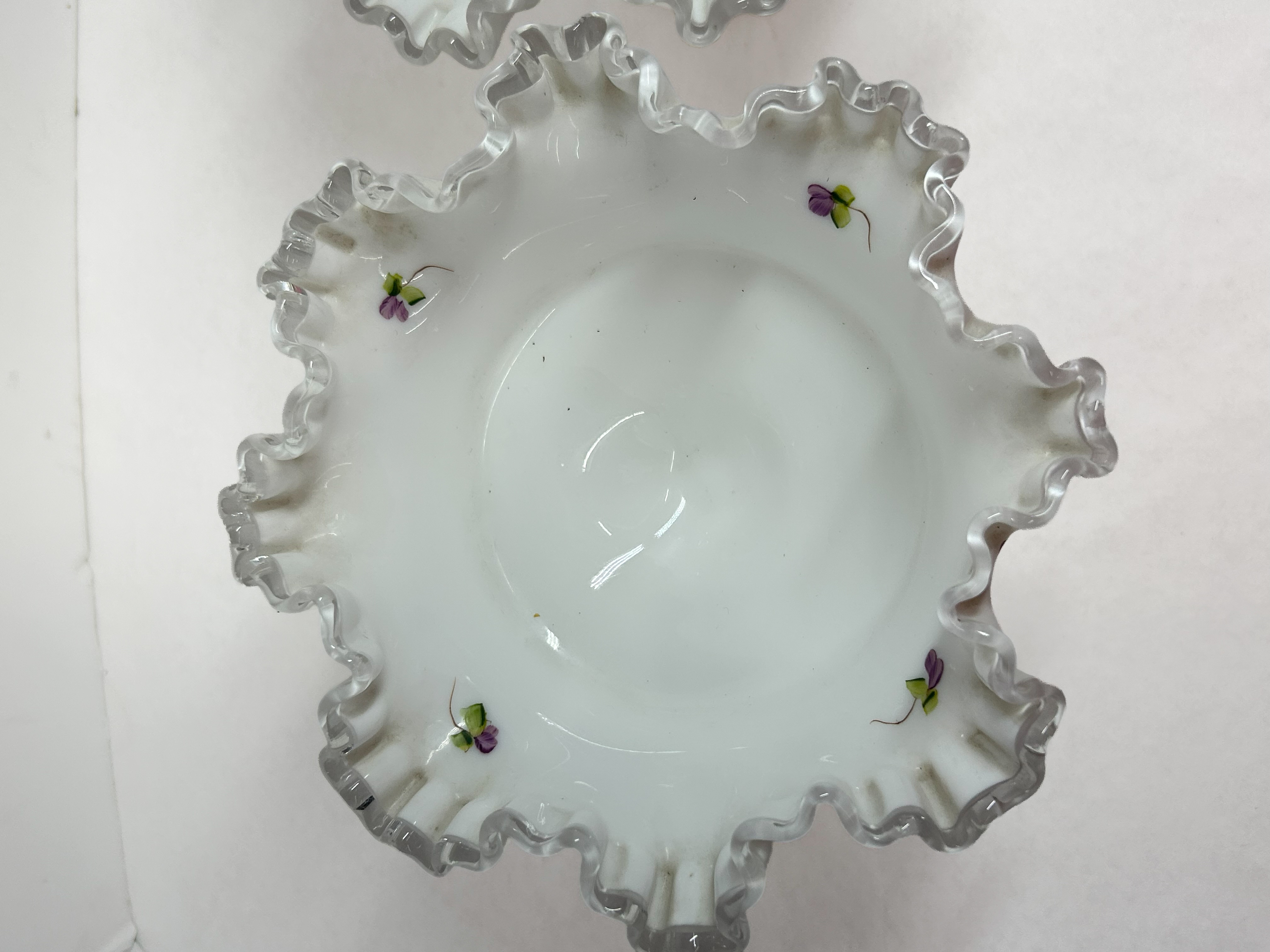 FENTON SILVER CREST MILK GLASS COMPOTES