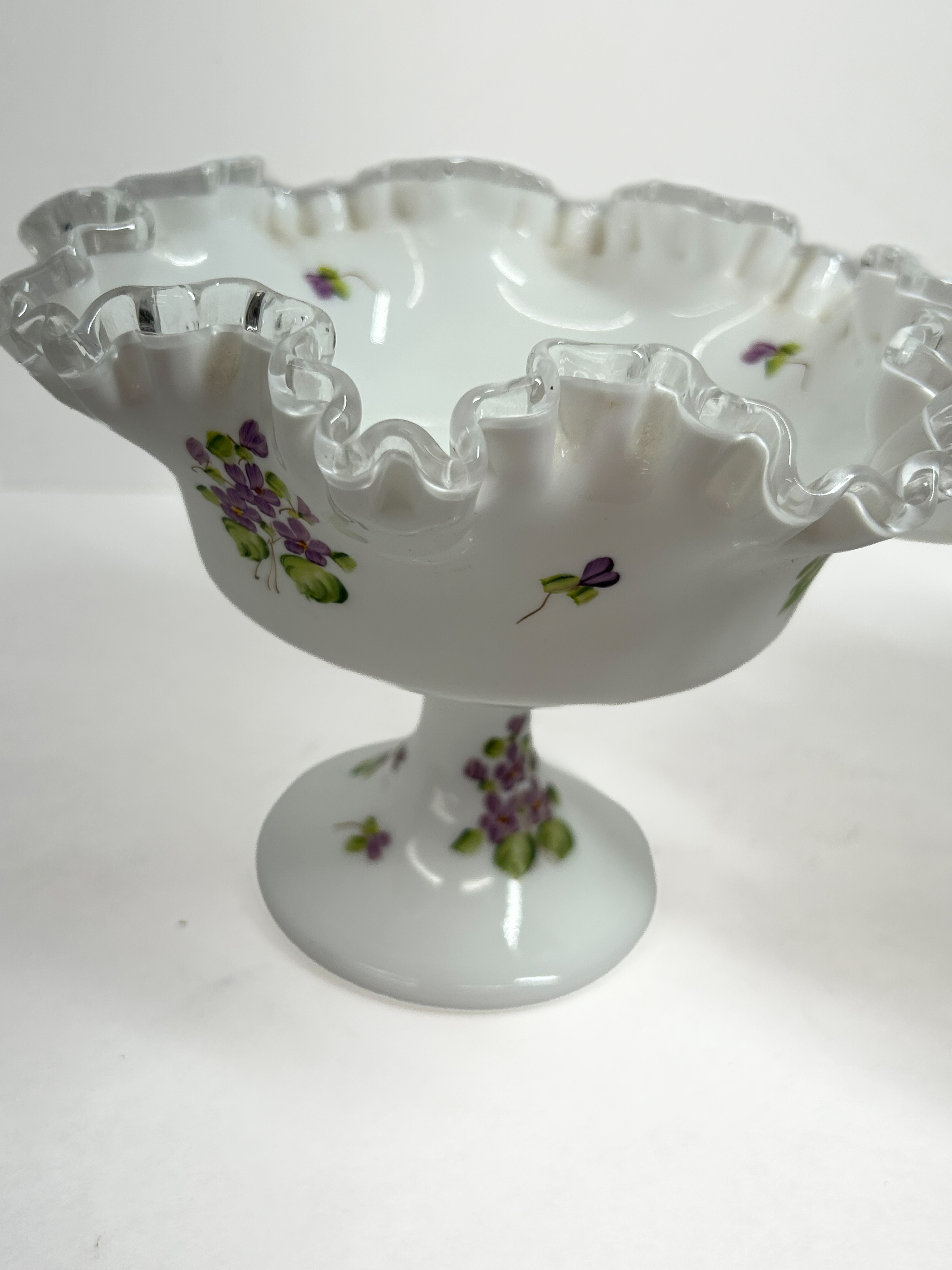 FENTON SILVER CREST MILK GLASS COMPOTES