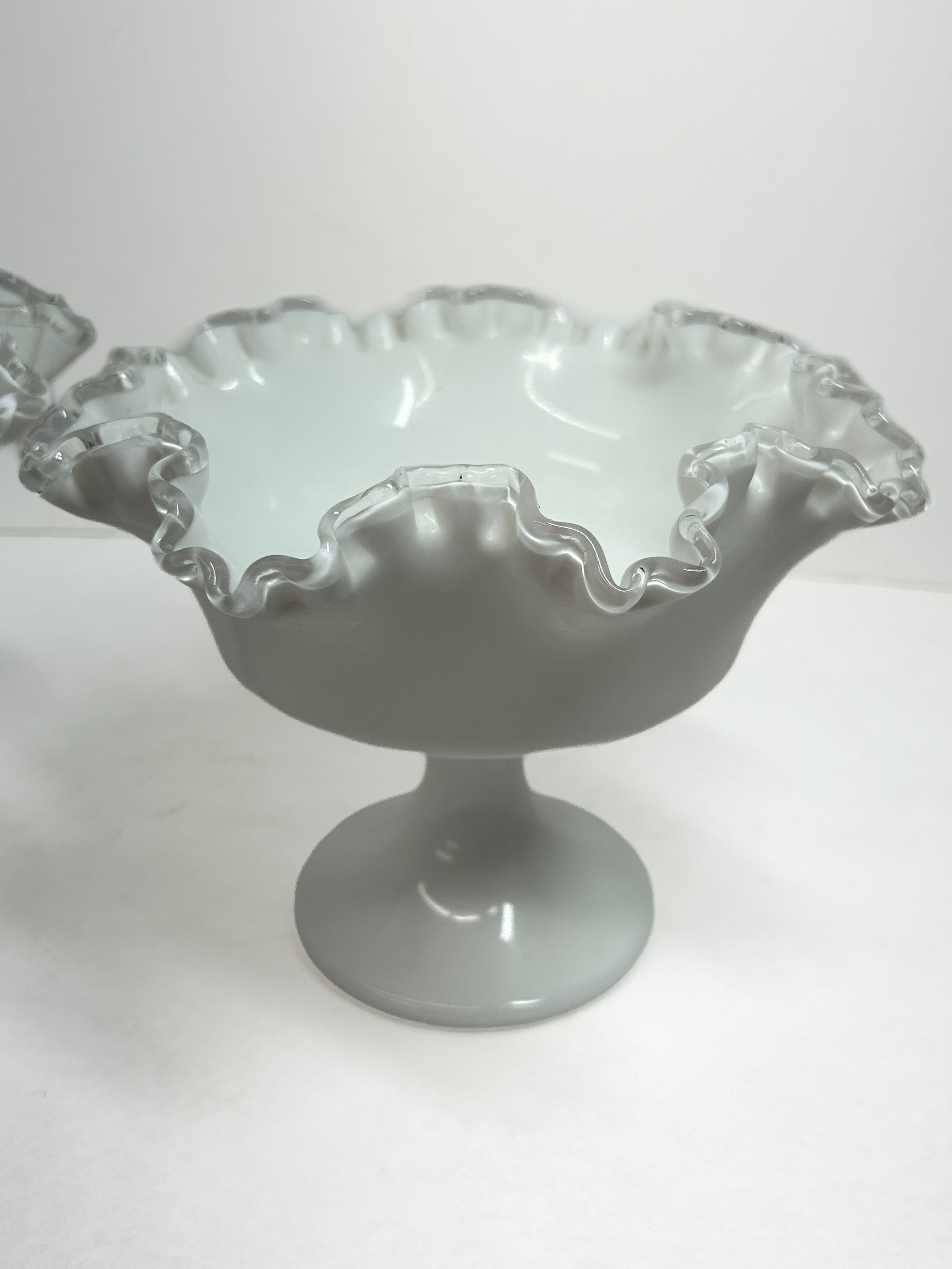 FENTON SILVER CREST MILK GLASS COMPOTES