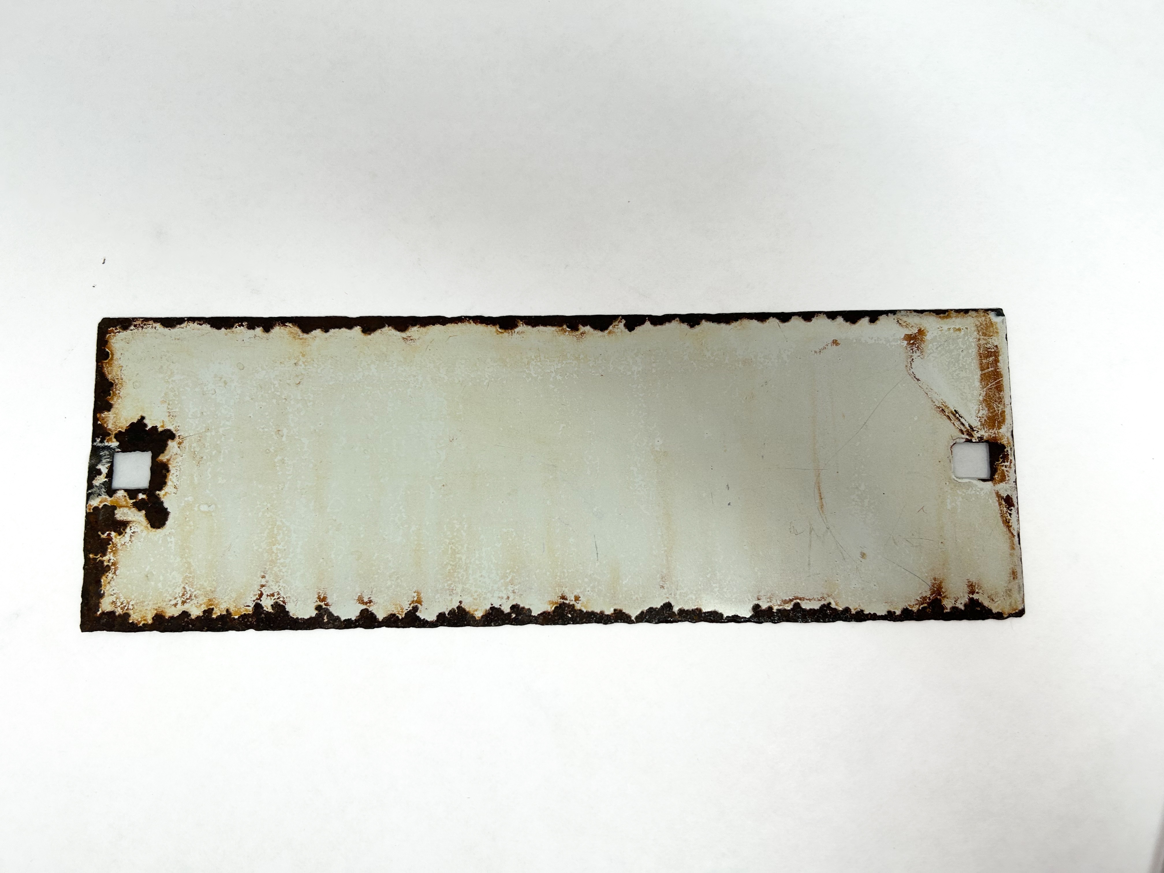 USS CYCLONE FENCE PORCELAIN SIGN, 1950S