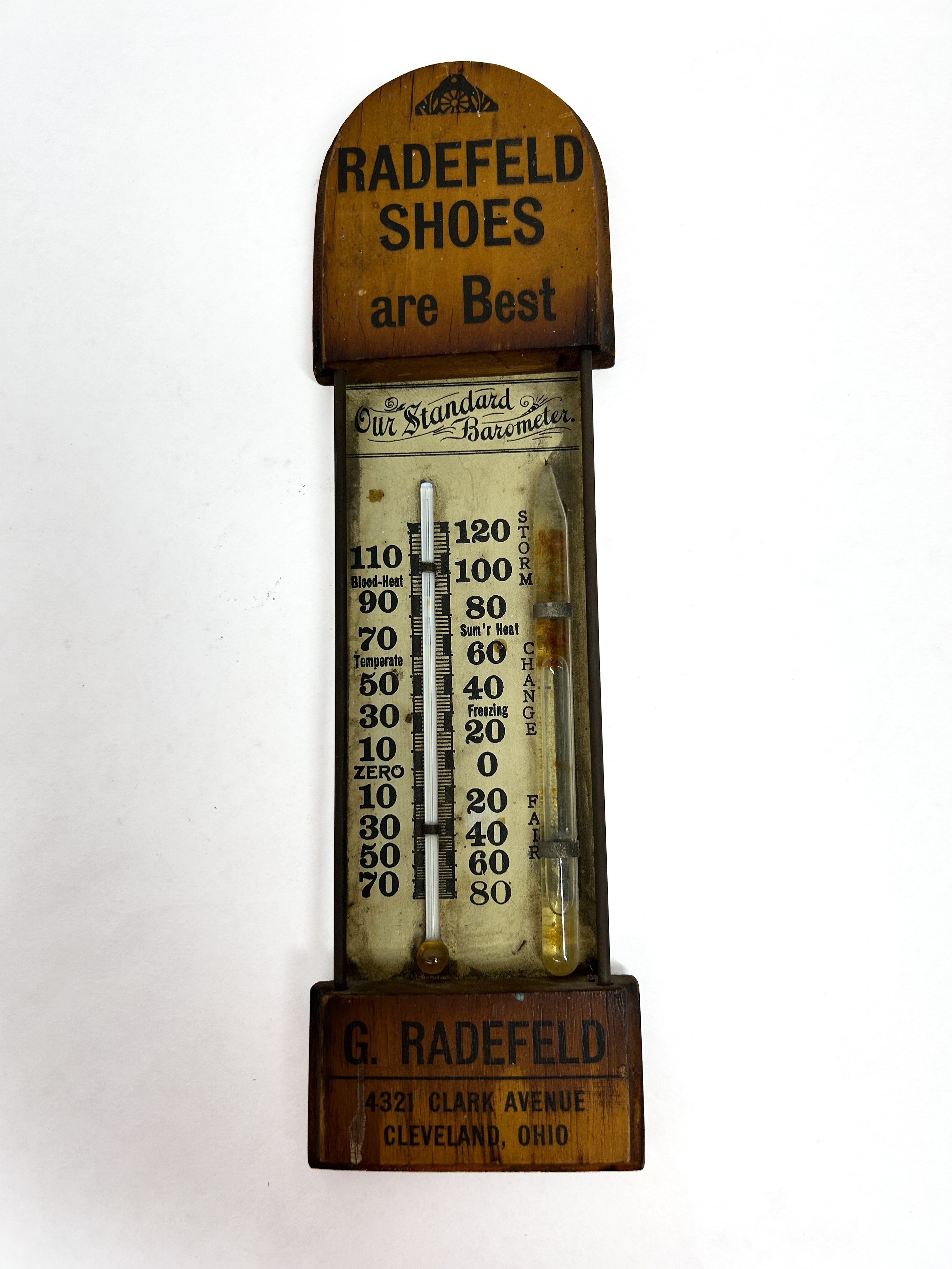 G. RADEFELD SHOES WOOD BAROMETER