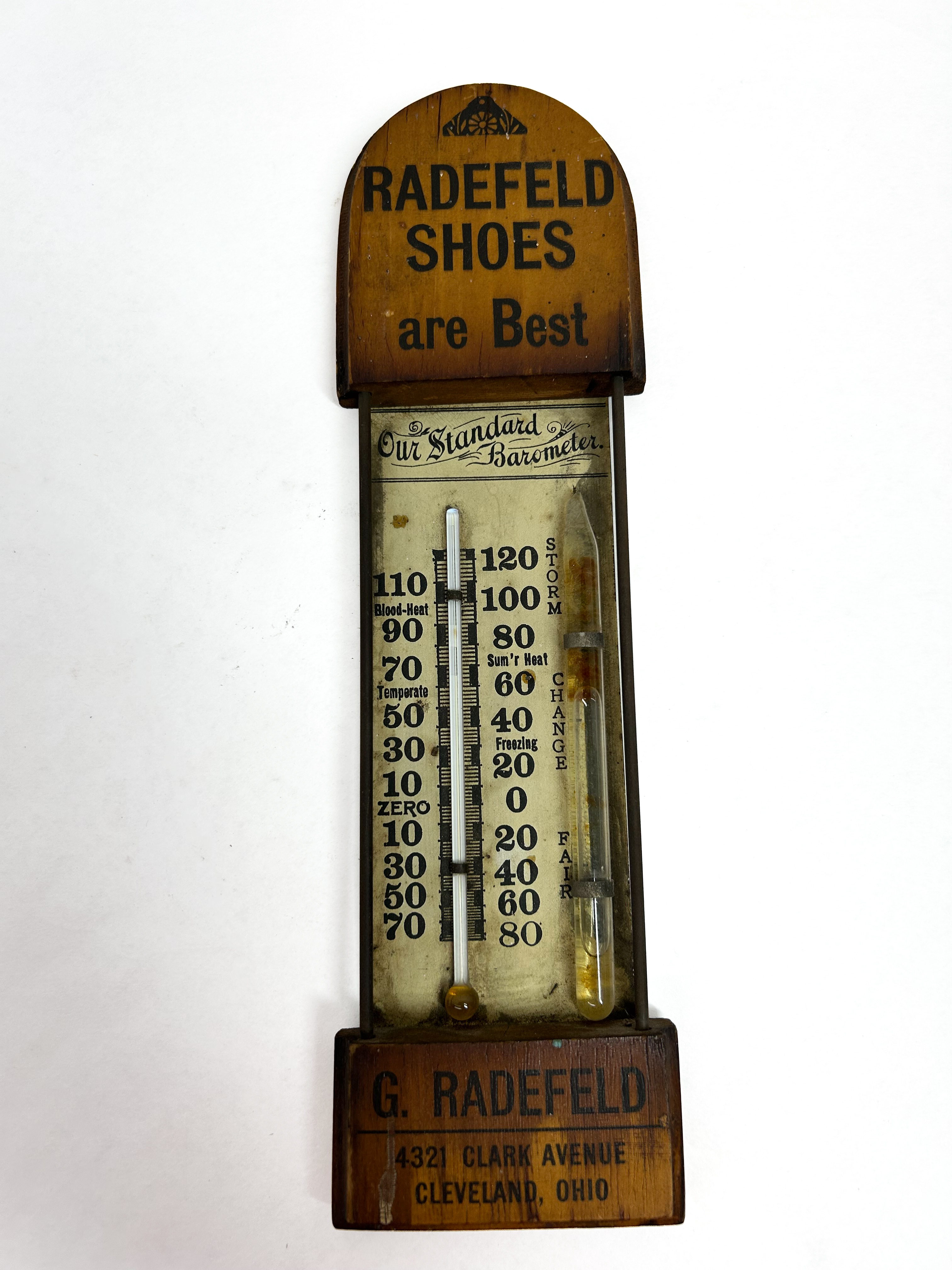 G. RADEFELD SHOES WOOD BAROMETER