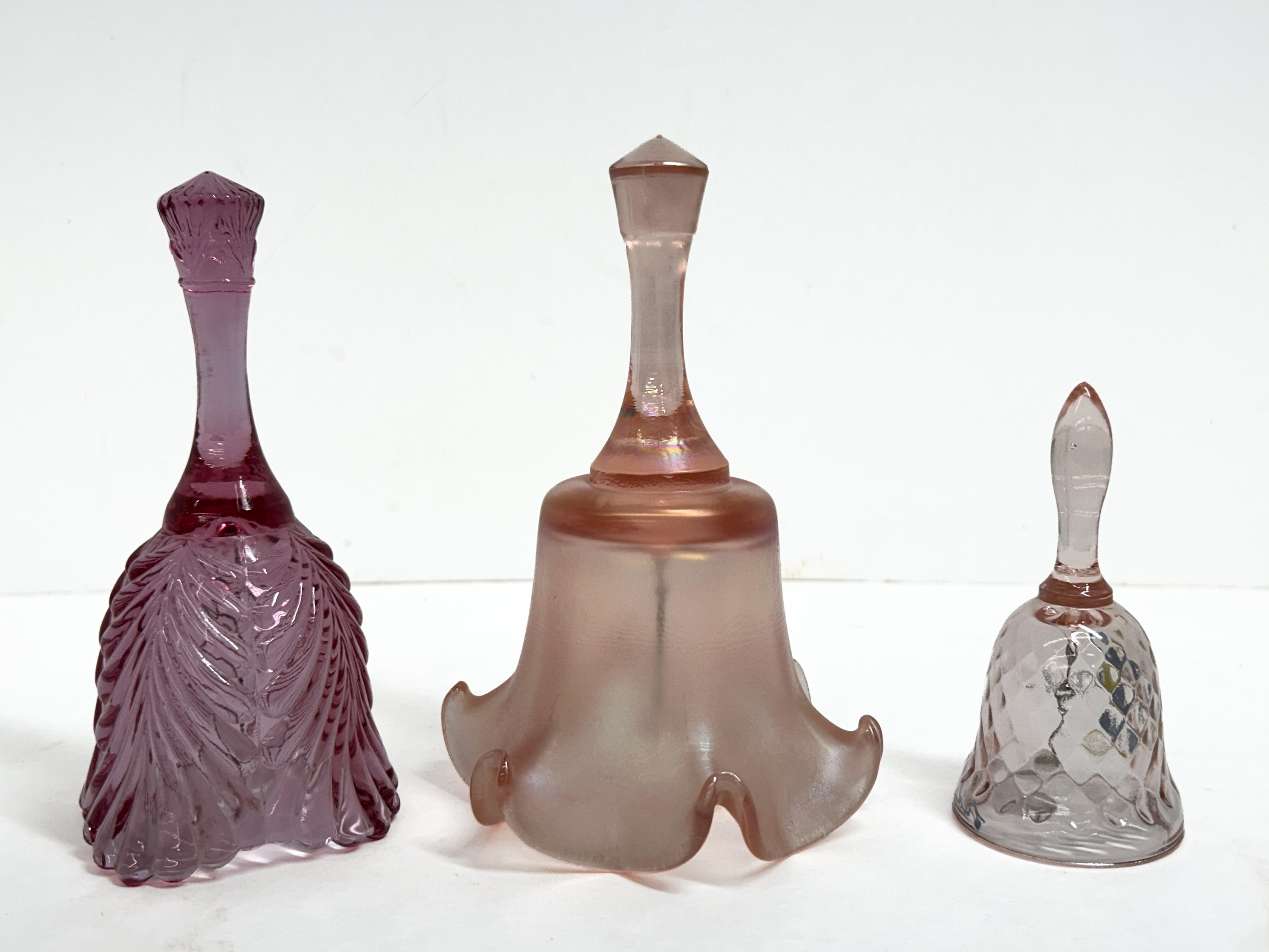 FENTON THREE GLASS BELLS, 20TH CENTURY