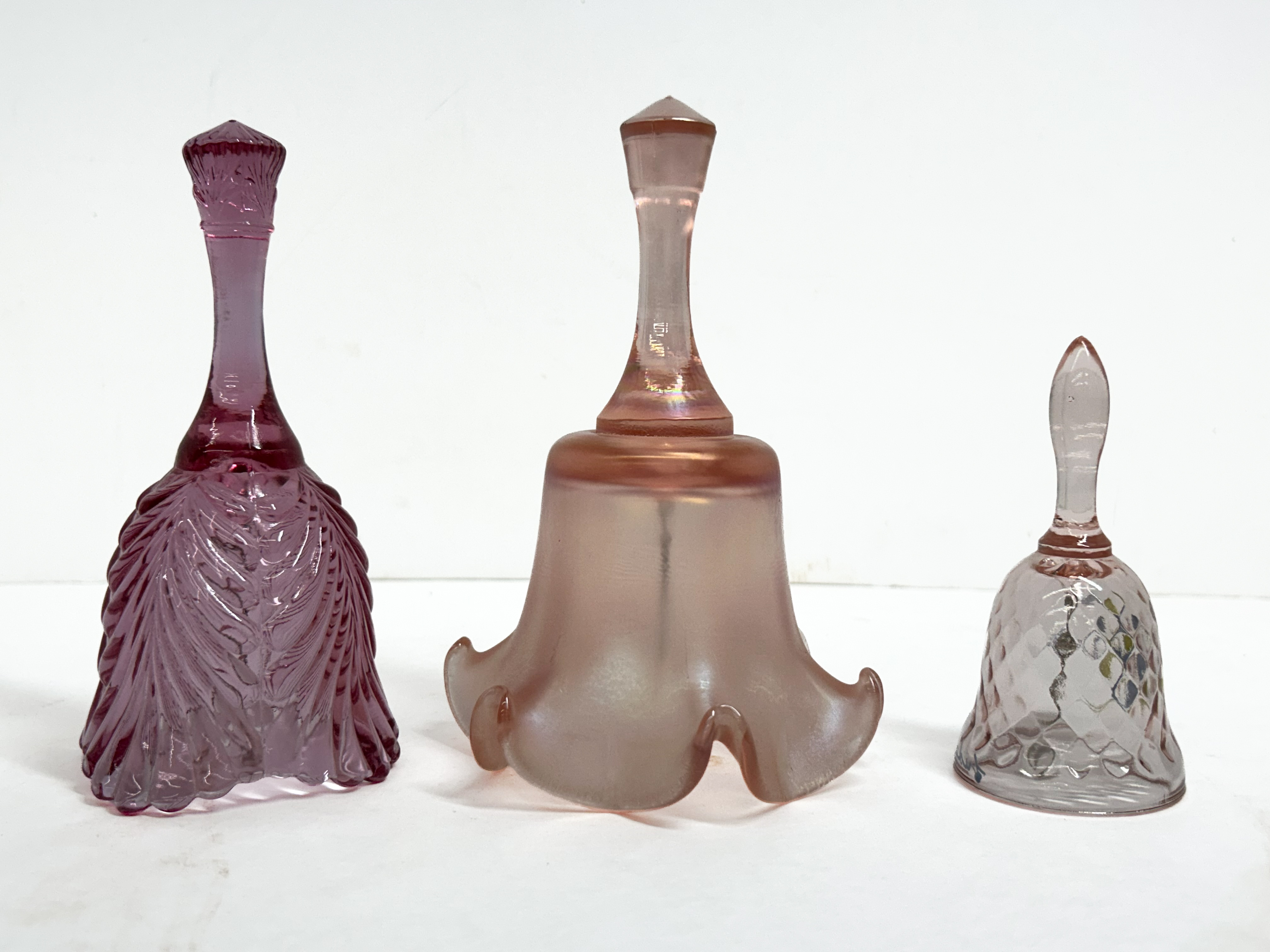 FENTON THREE GLASS BELLS, 20TH CENTURY