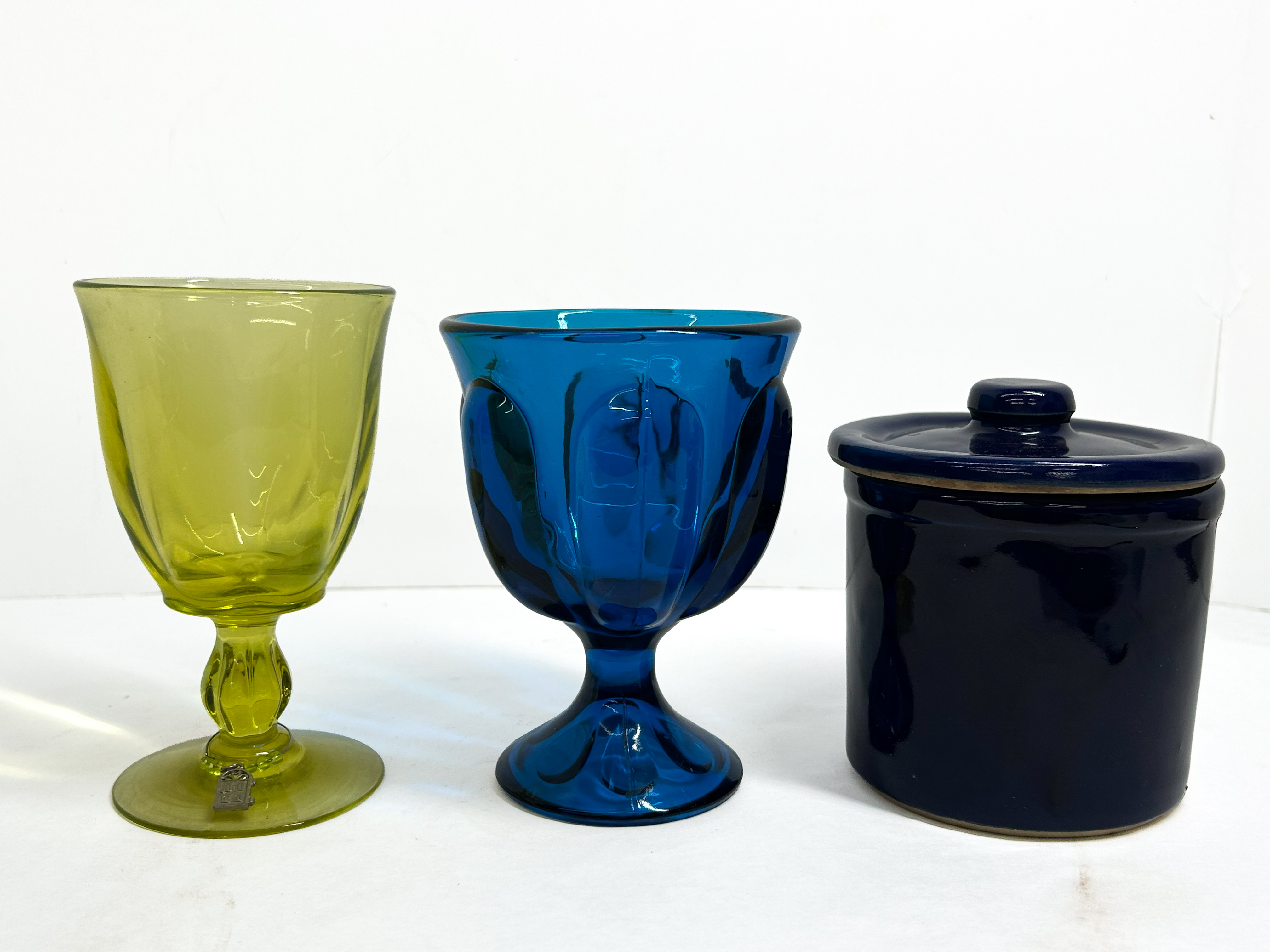 VINTAGE GLASS AND CERAMIC TRIO, 1970S