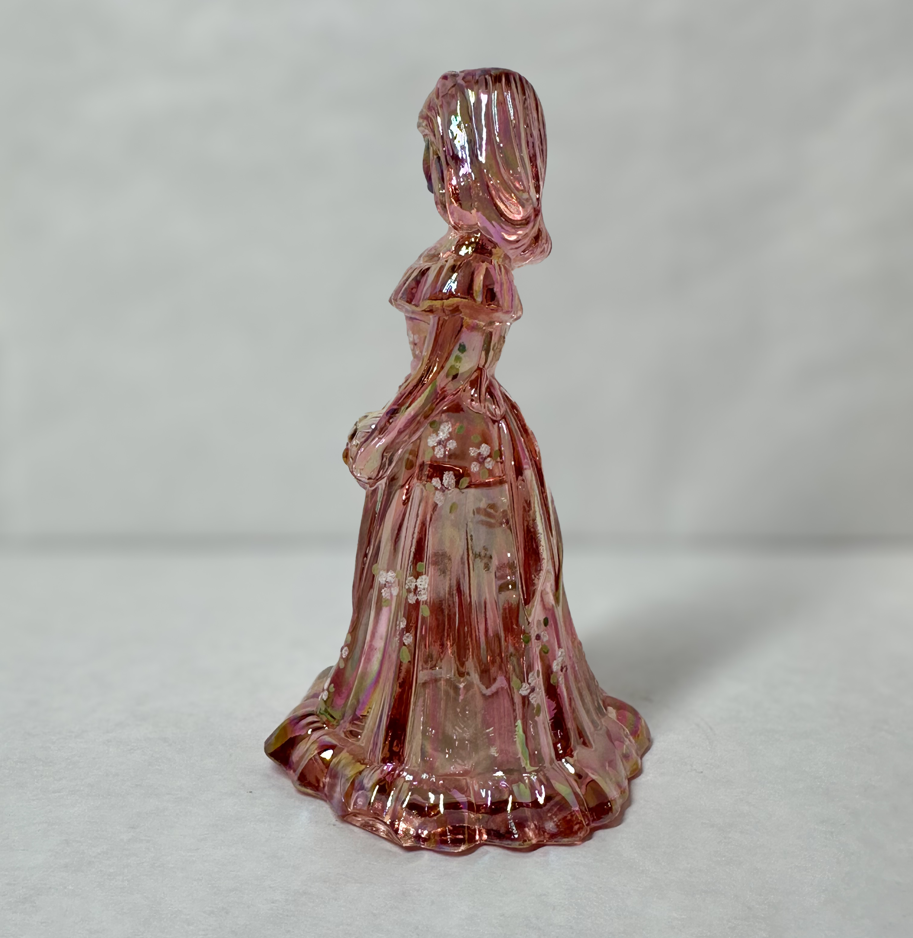 FENTON IRIDESCENT PINK GLASS BRIDESMAID