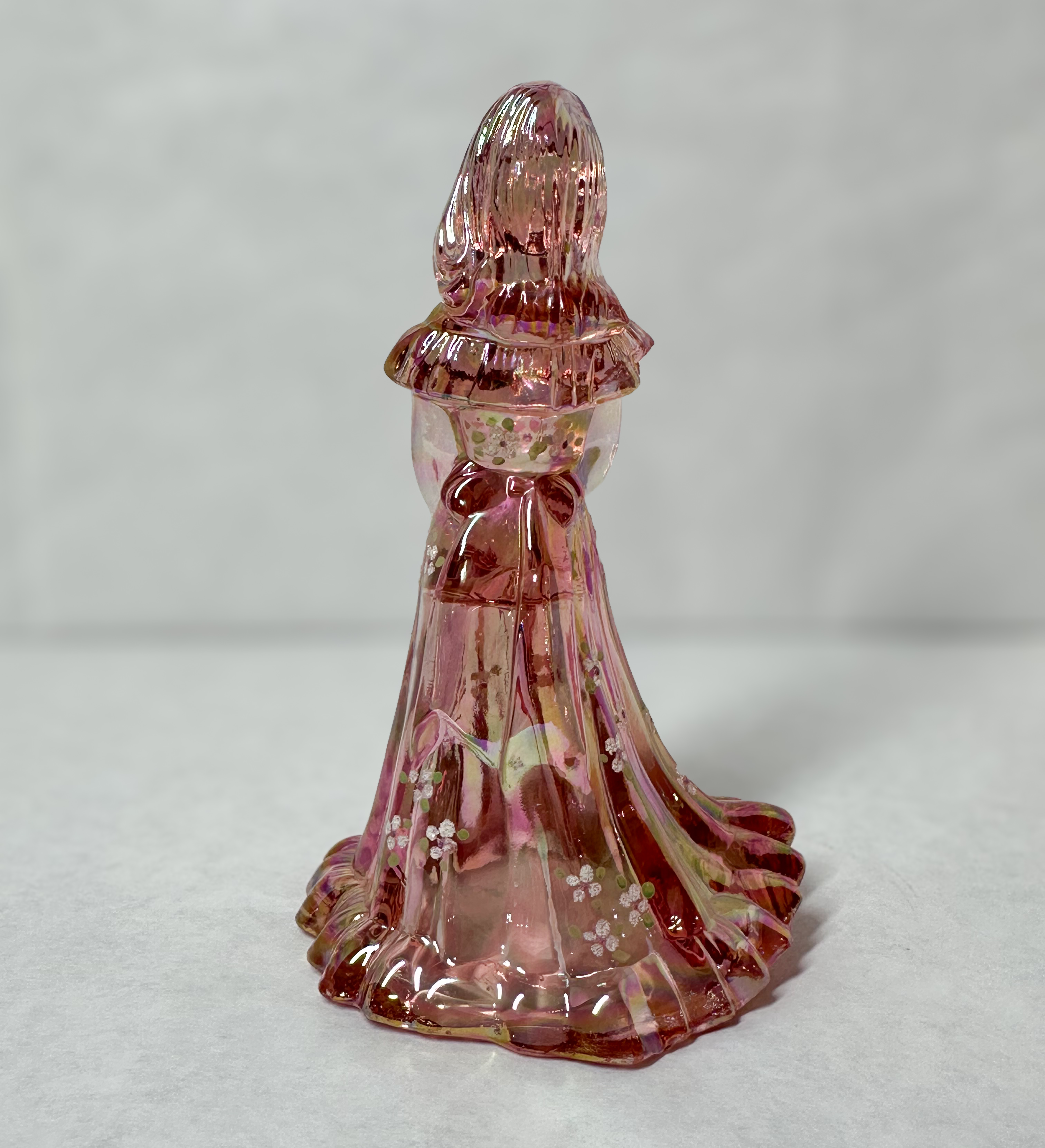 FENTON IRIDESCENT PINK GLASS BRIDESMAID