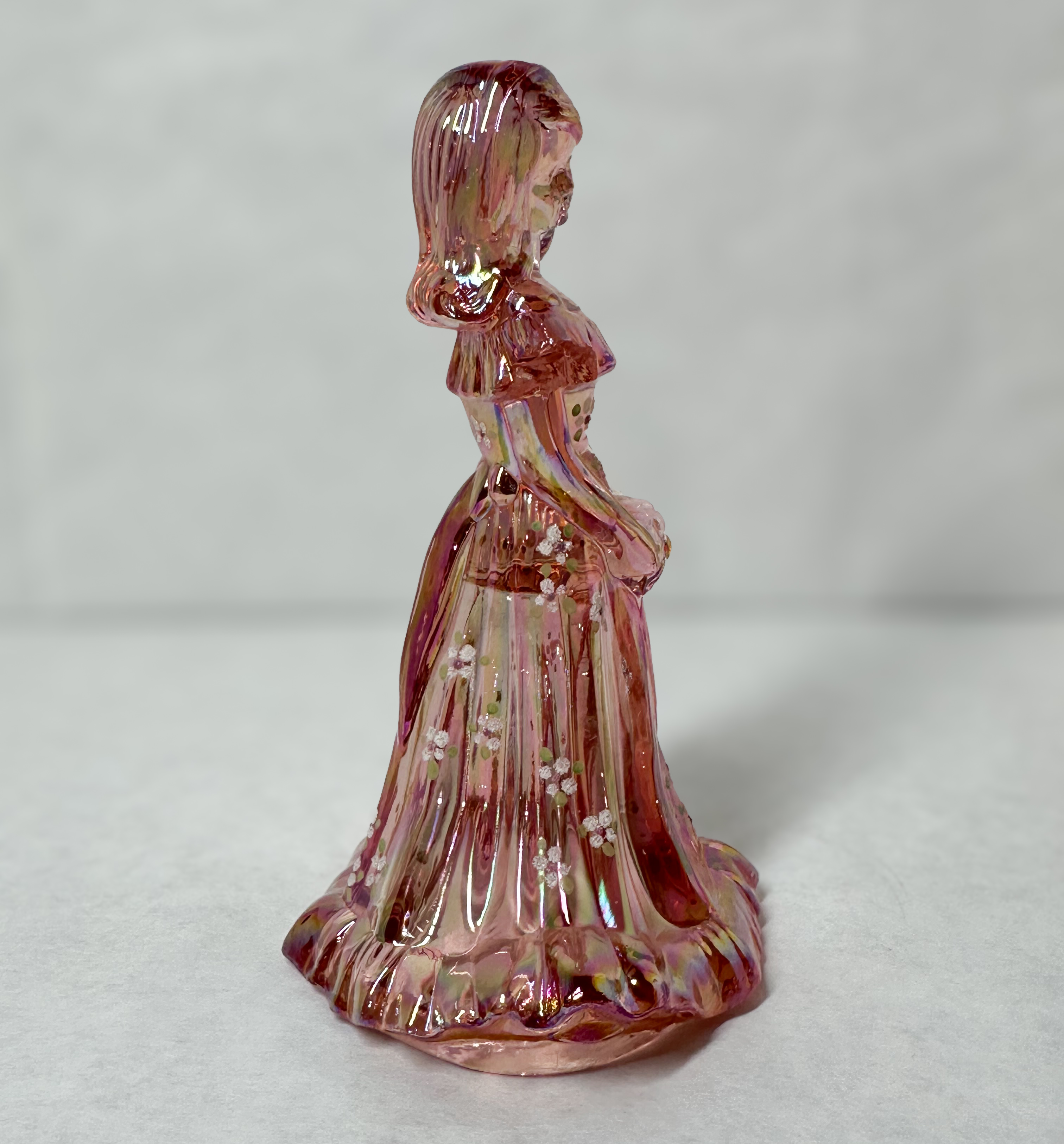 FENTON IRIDESCENT PINK GLASS BRIDESMAID