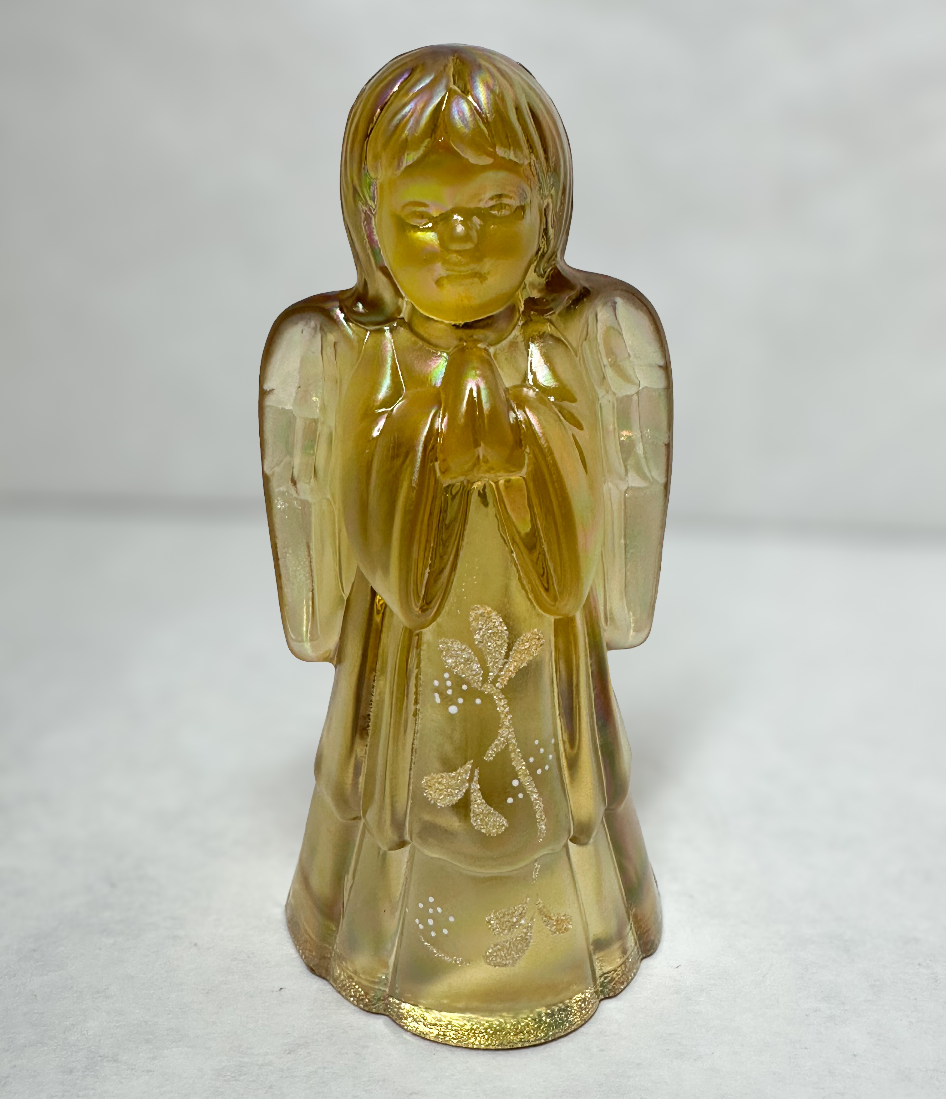 FENTON GOLD IRIDESCENT GLASS ANGEL