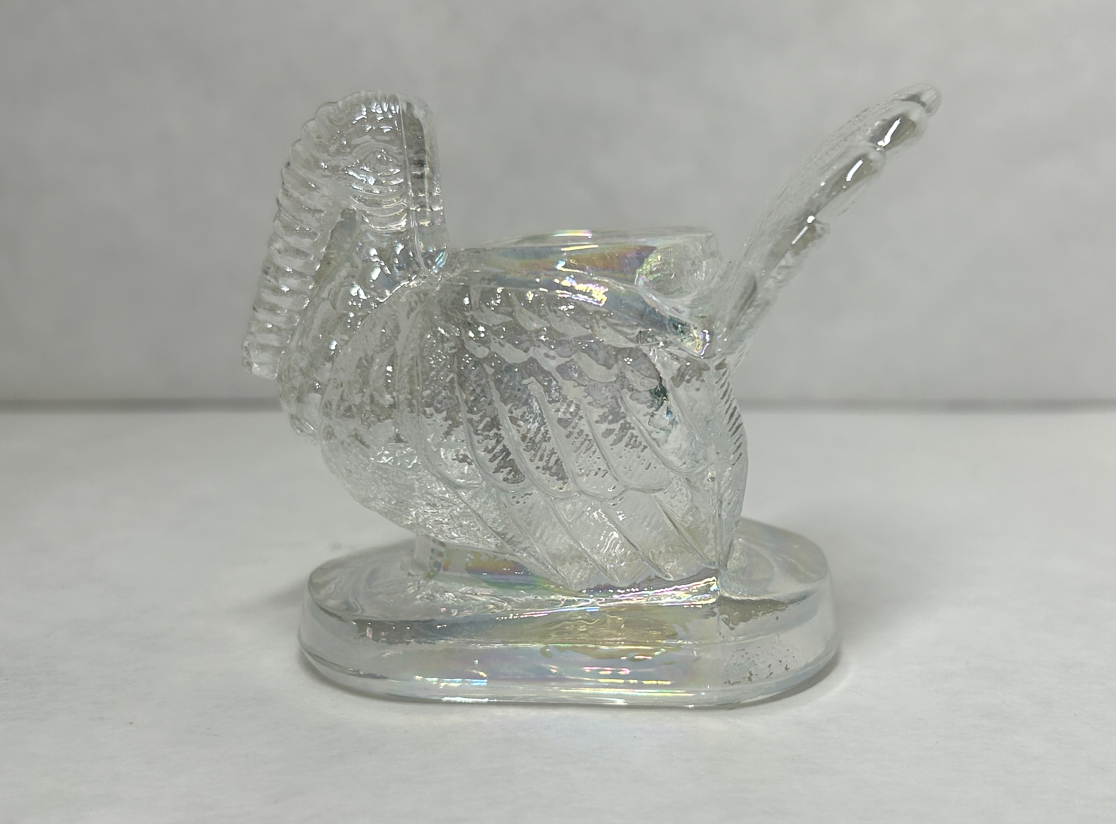 MOSSER IRIDESCENT GLASS TURKEY FIGURINE