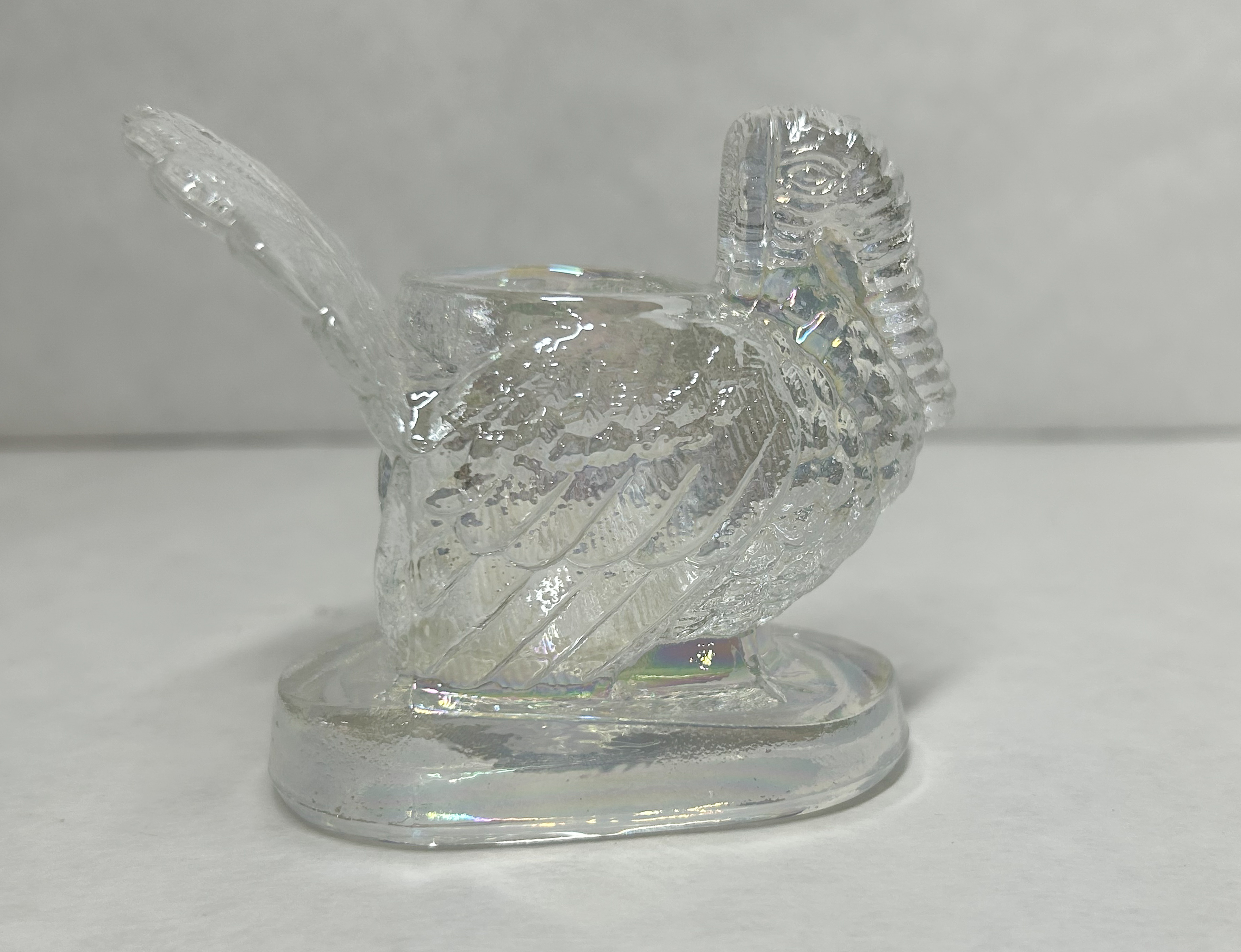 MOSSER IRIDESCENT GLASS TURKEY FIGURINE