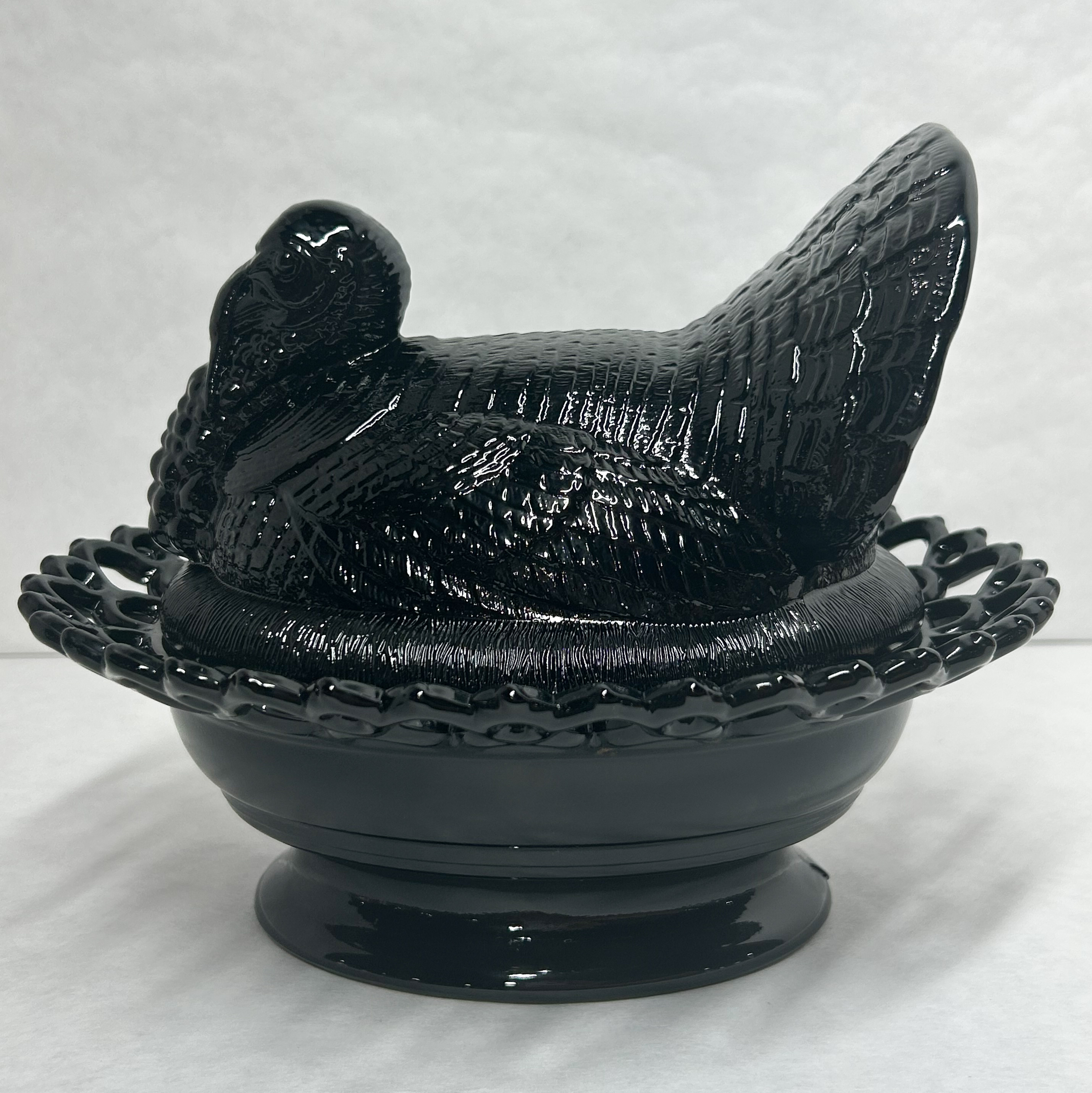 MOSSER EBONY GLASS TURKEY DISH