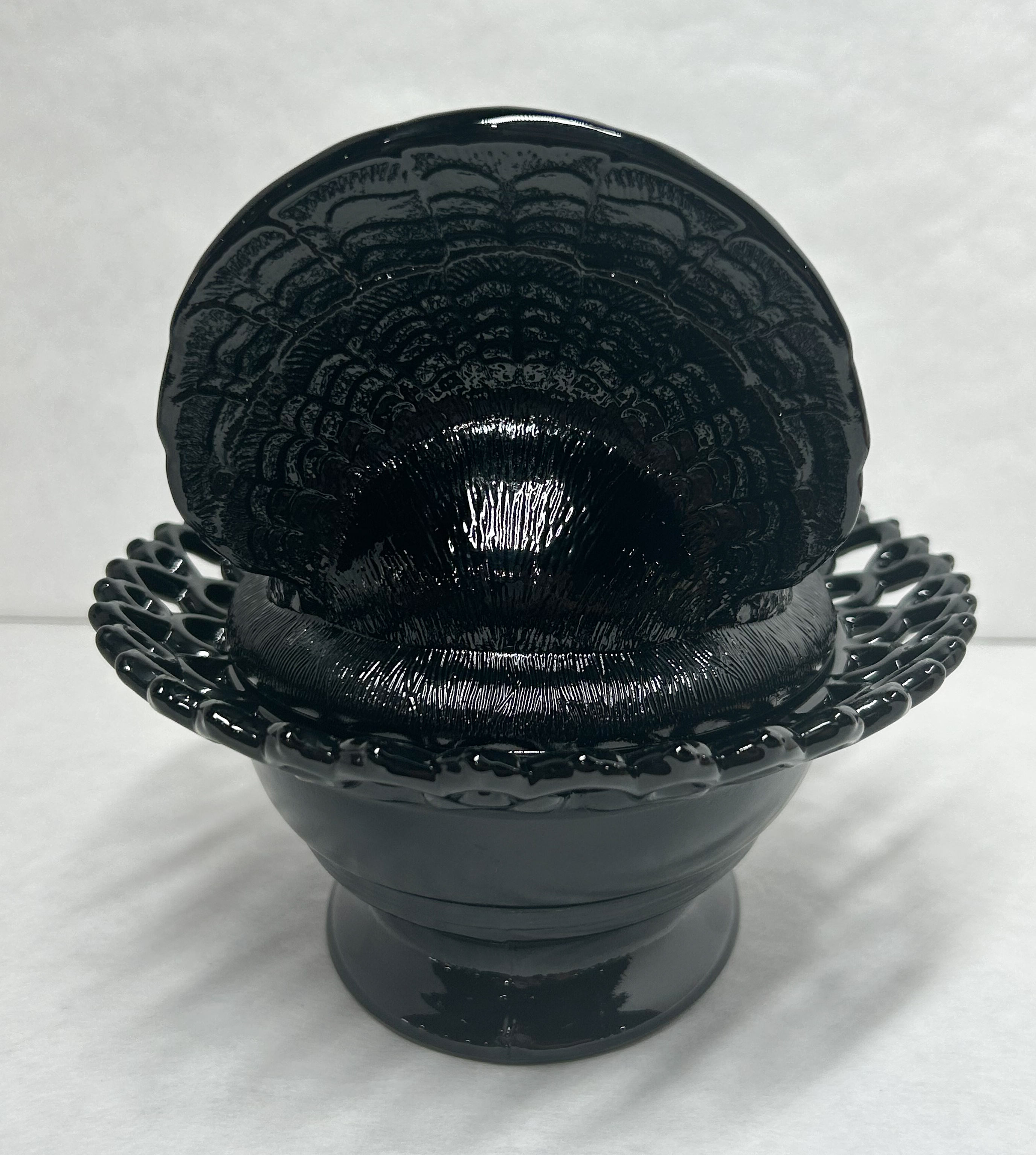MOSSER EBONY GLASS TURKEY DISH
