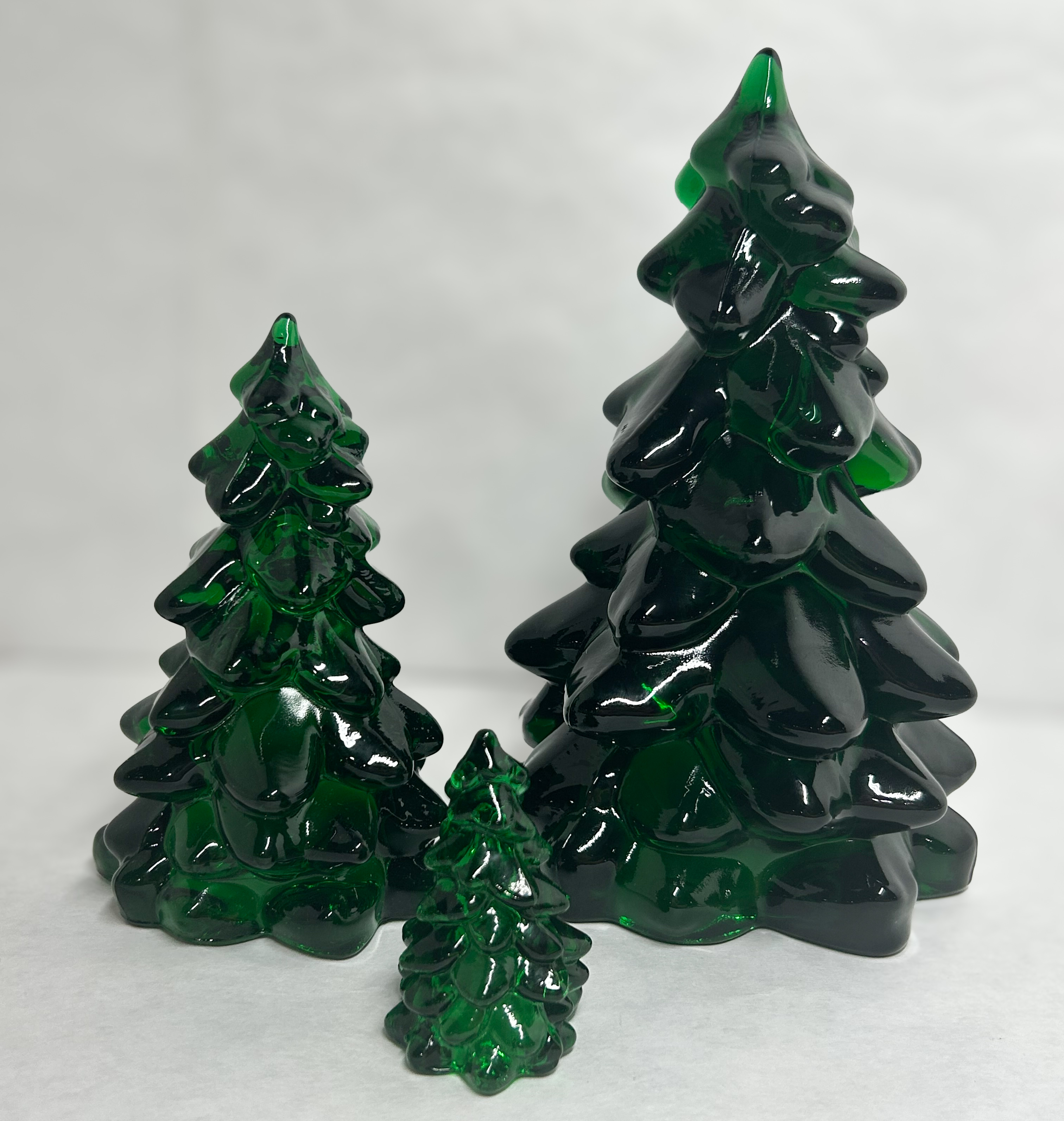 MOSSER EMERALD GREEN GLASS TREES