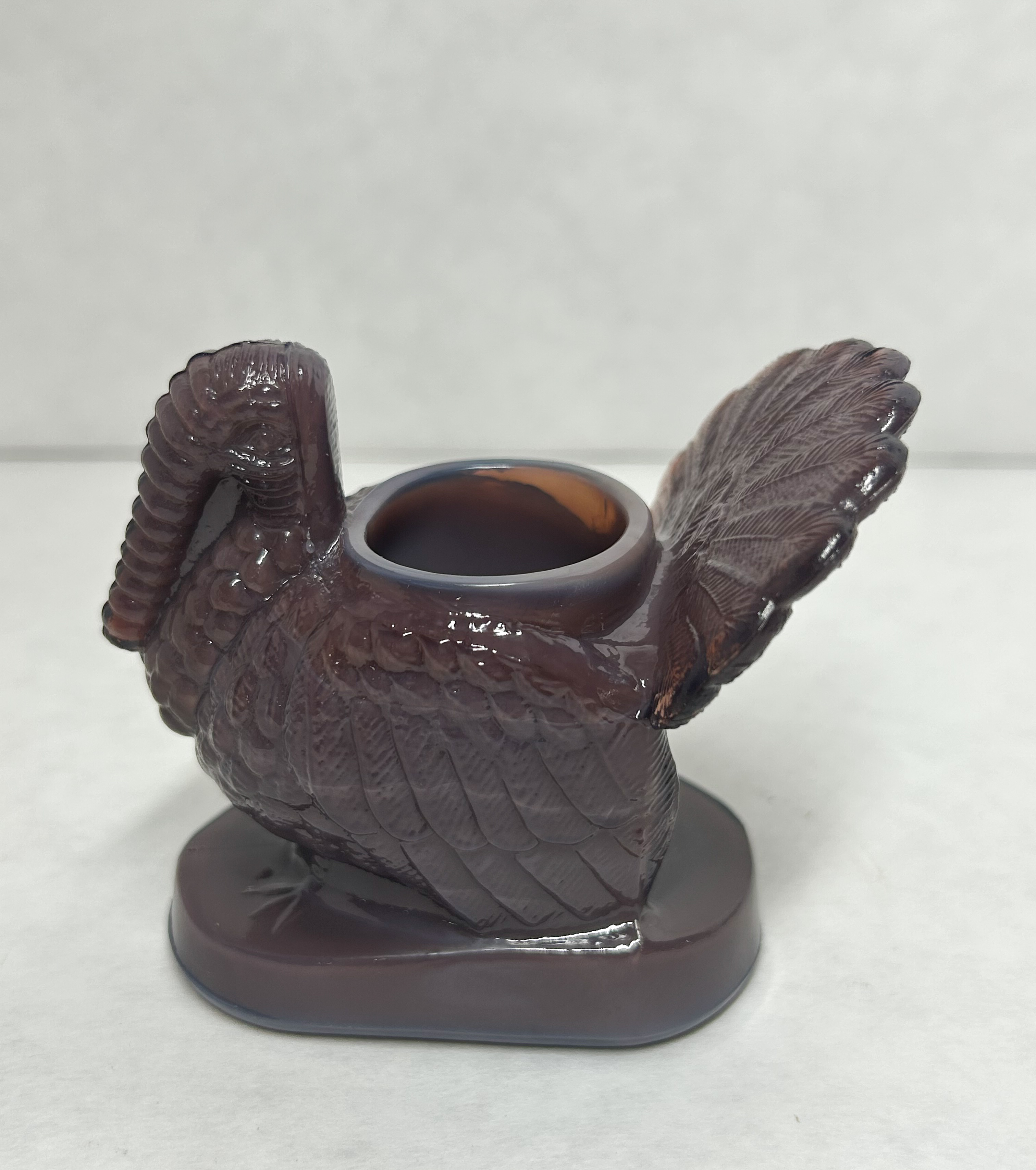 MOSSER PURPLE GLASS TURKEY TOOTHPICK HOLDER