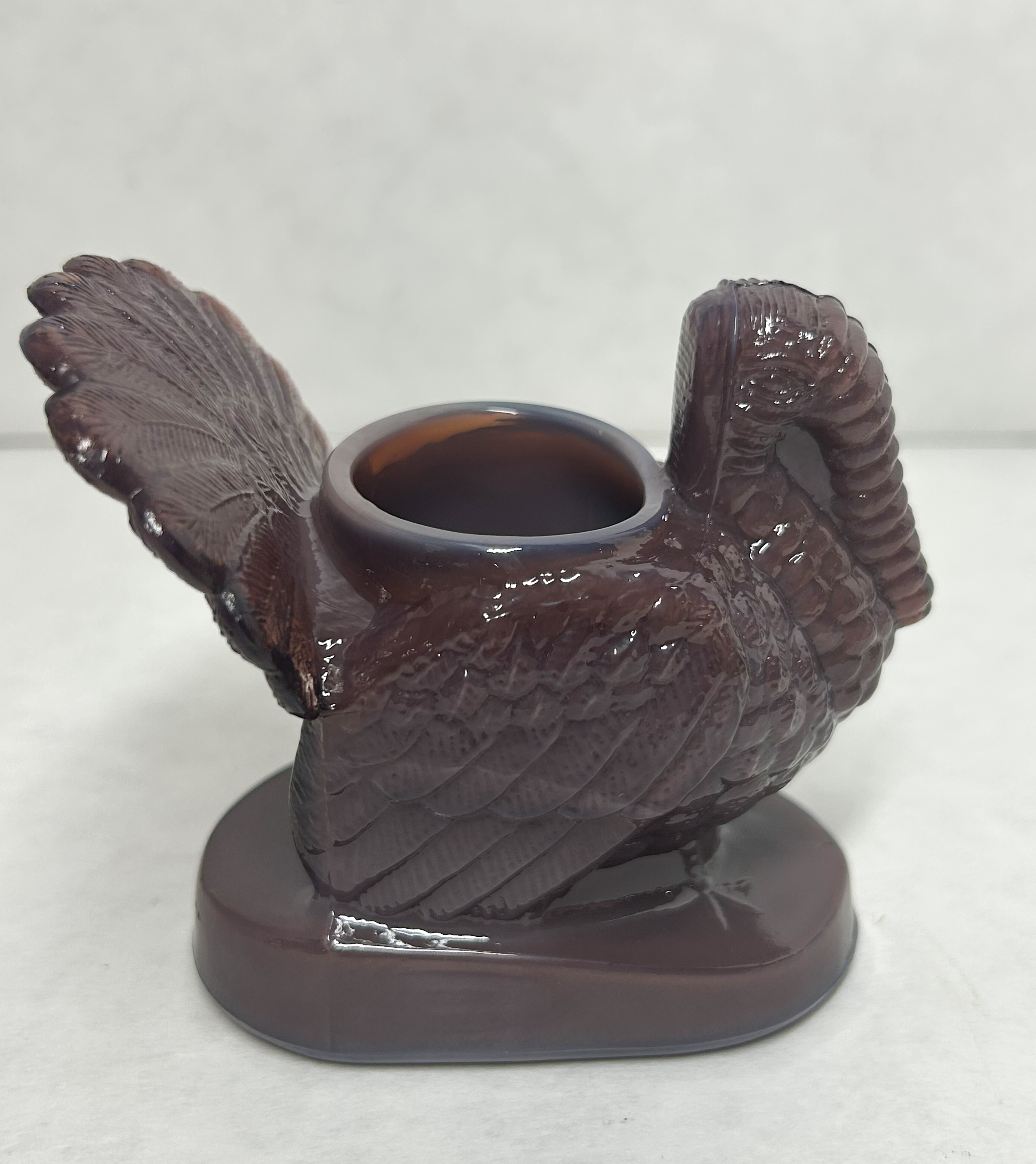 MOSSER PURPLE GLASS TURKEY TOOTHPICK HOLDER