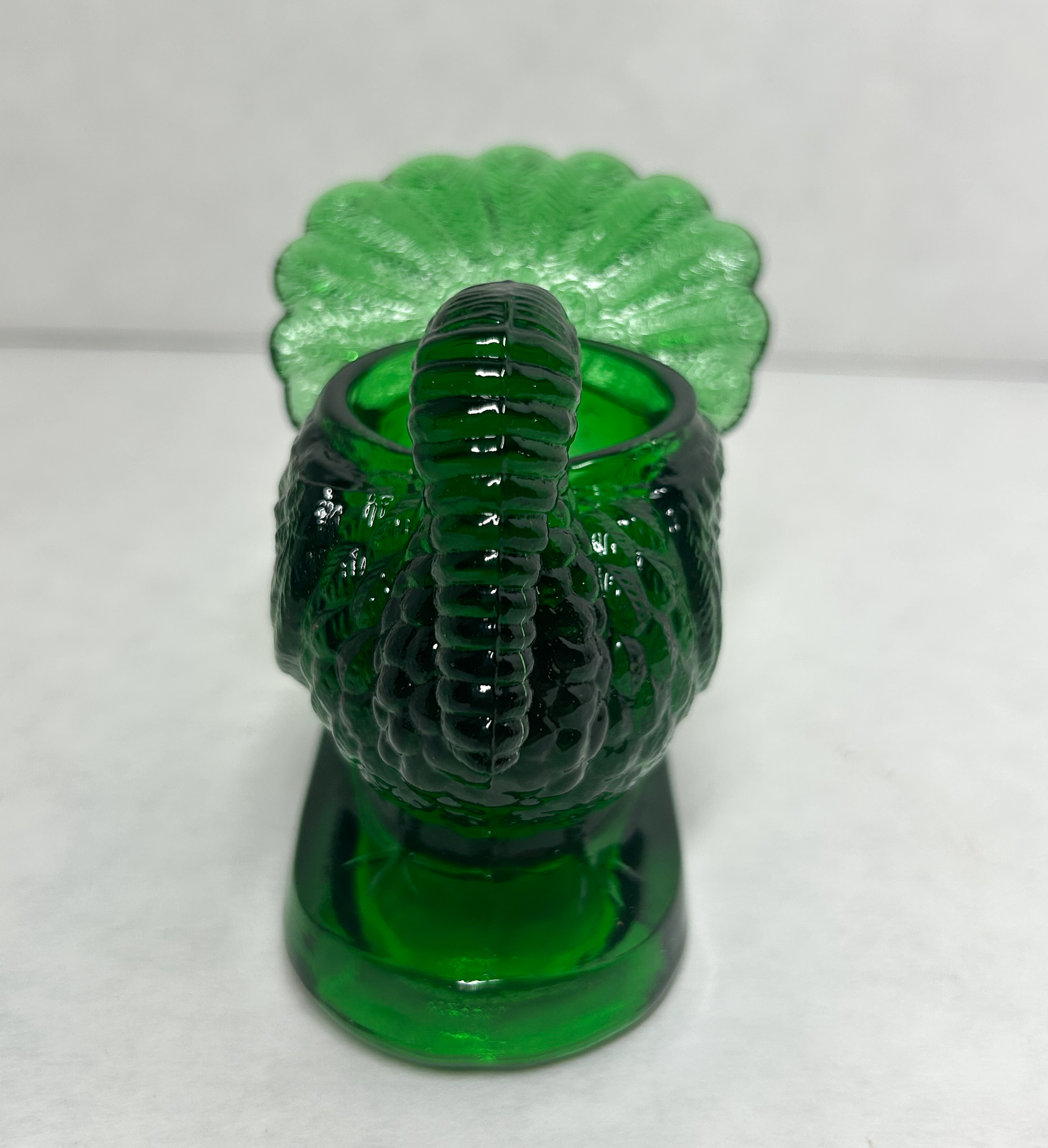 MOSSER EMERALD GLASS TURKEY TOOTHPICK HOLDER