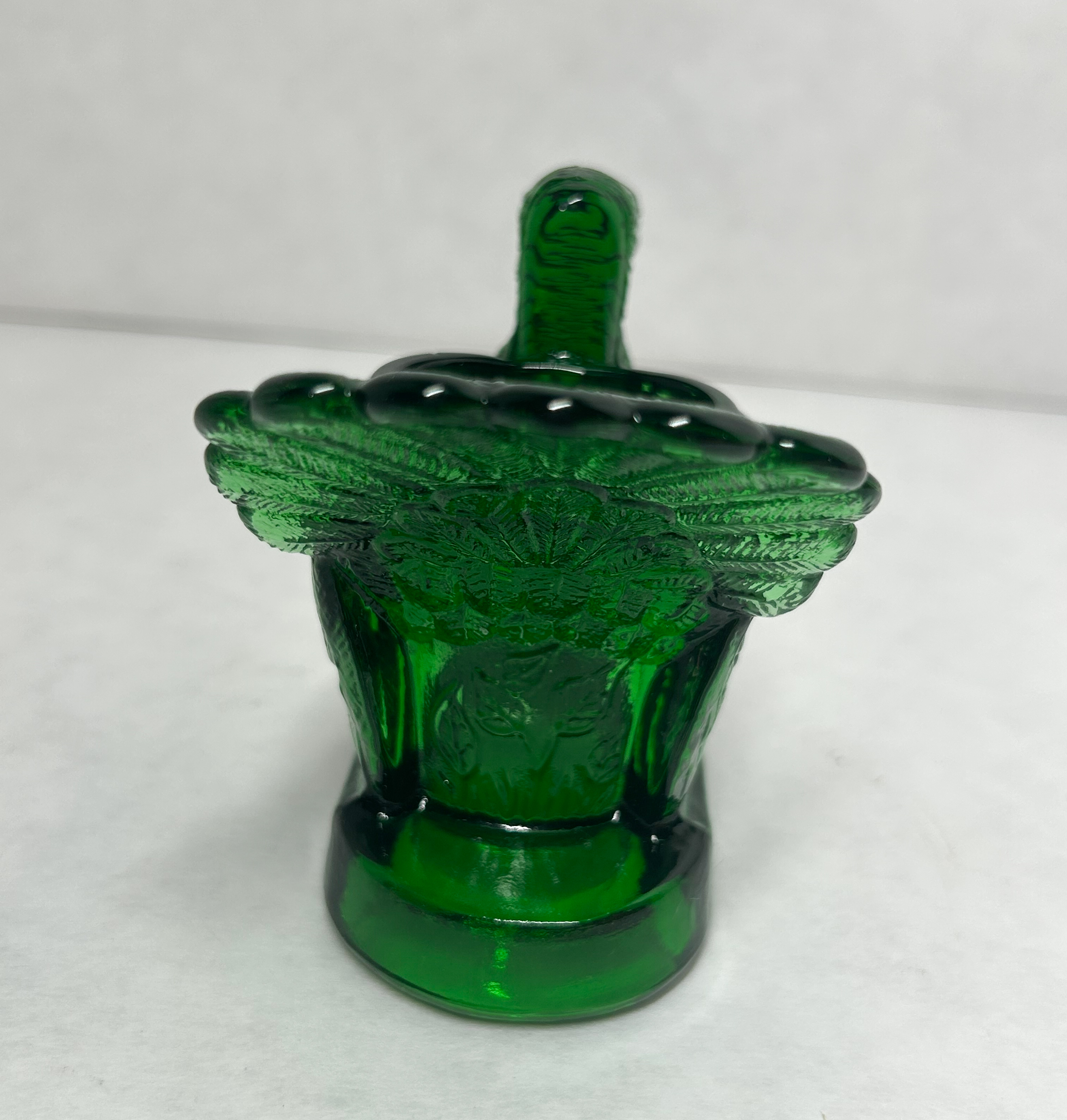 MOSSER EMERALD GLASS TURKEY TOOTHPICK HOLDER