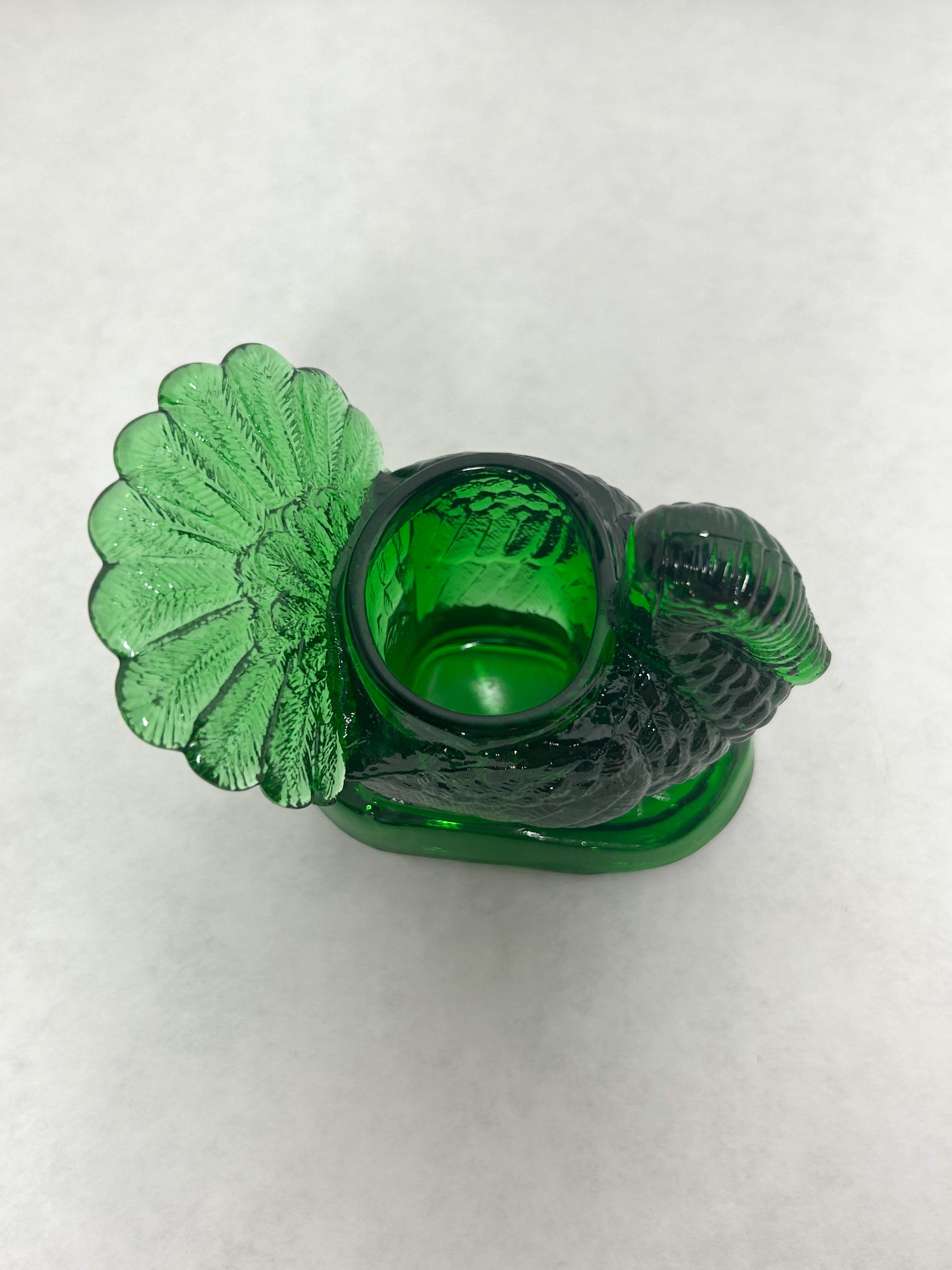 MOSSER EMERALD GLASS TURKEY TOOTHPICK HOLDER