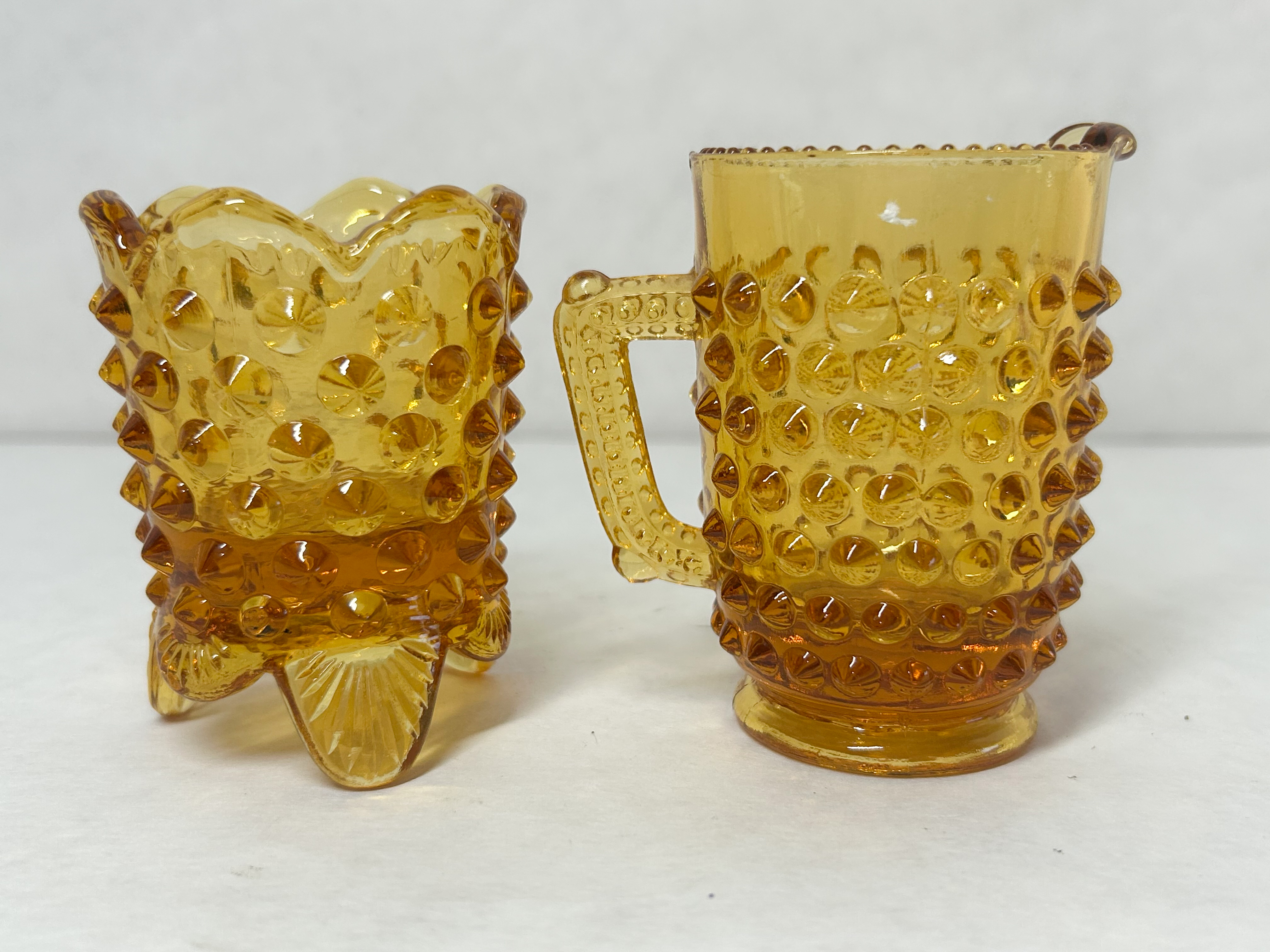FENTON AMBER HOBNAIL GLASS 1960S